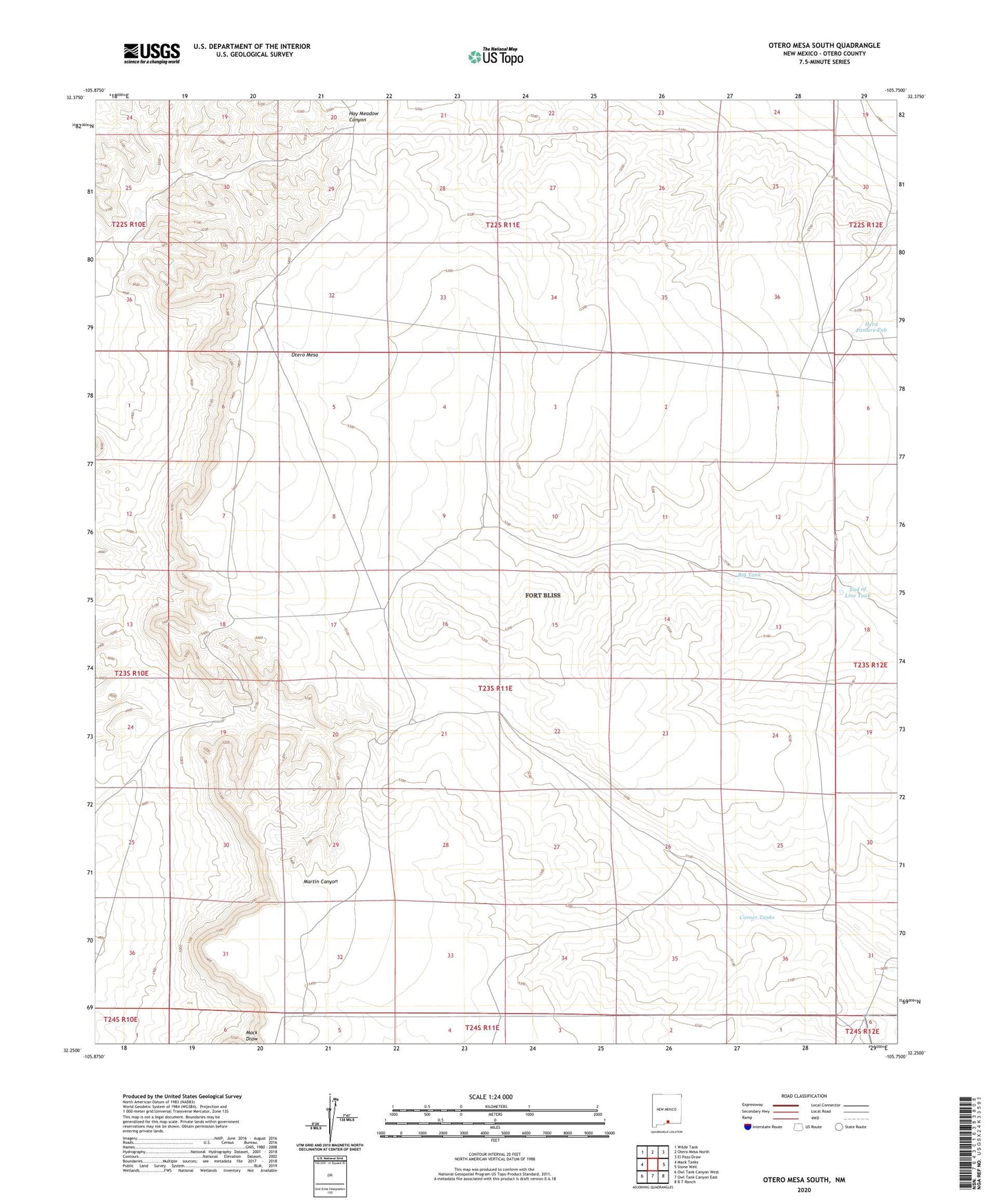 Otero Mesa South New Mexico US Topo Map Image