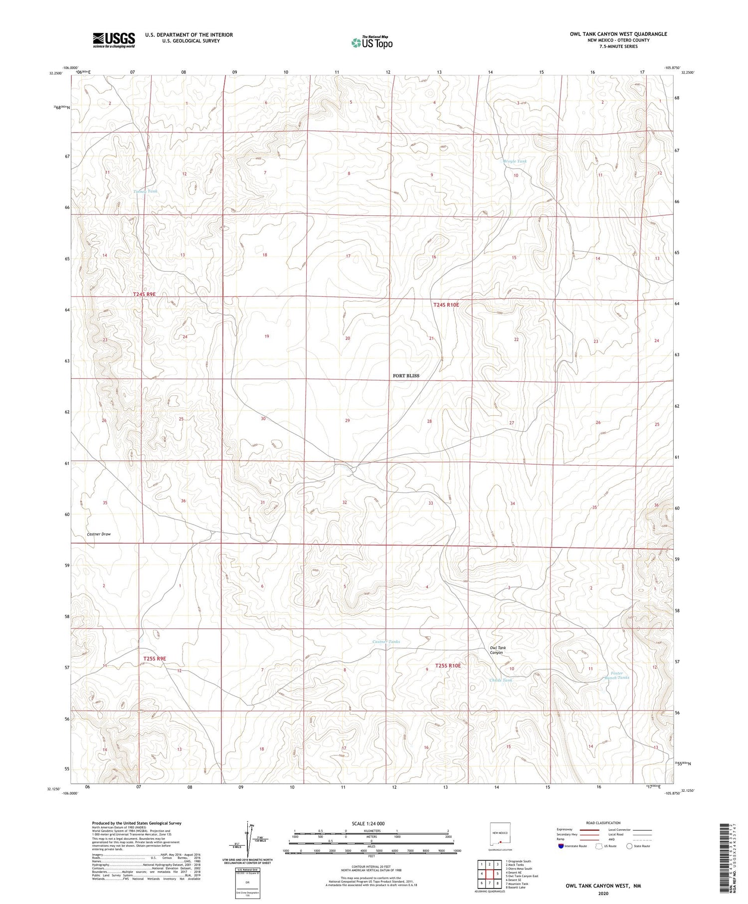 Owl Tank Canyon West New Mexico US Topo Map Image