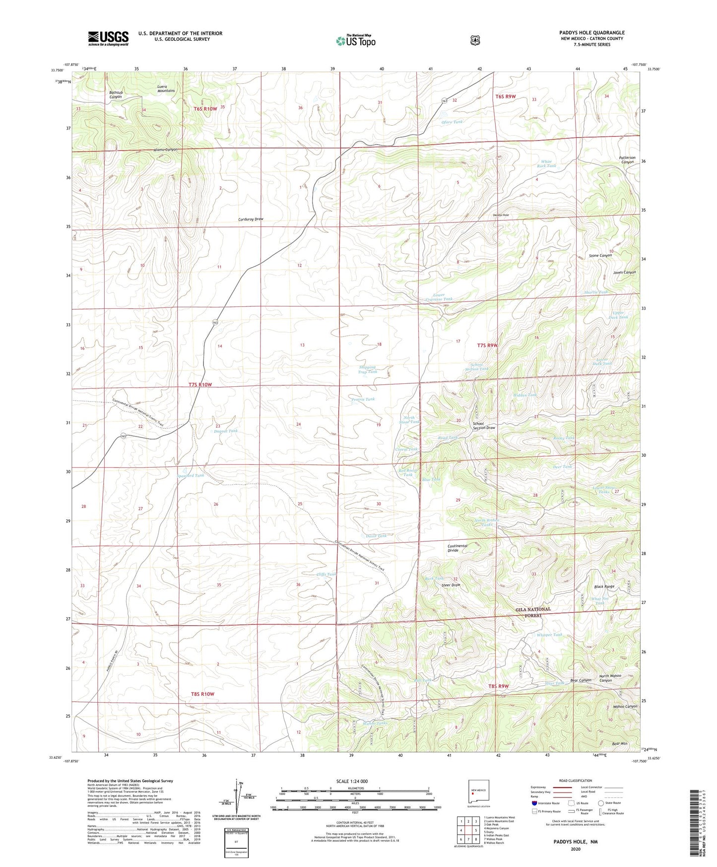 Paddys Hole New Mexico US Topo Map Image