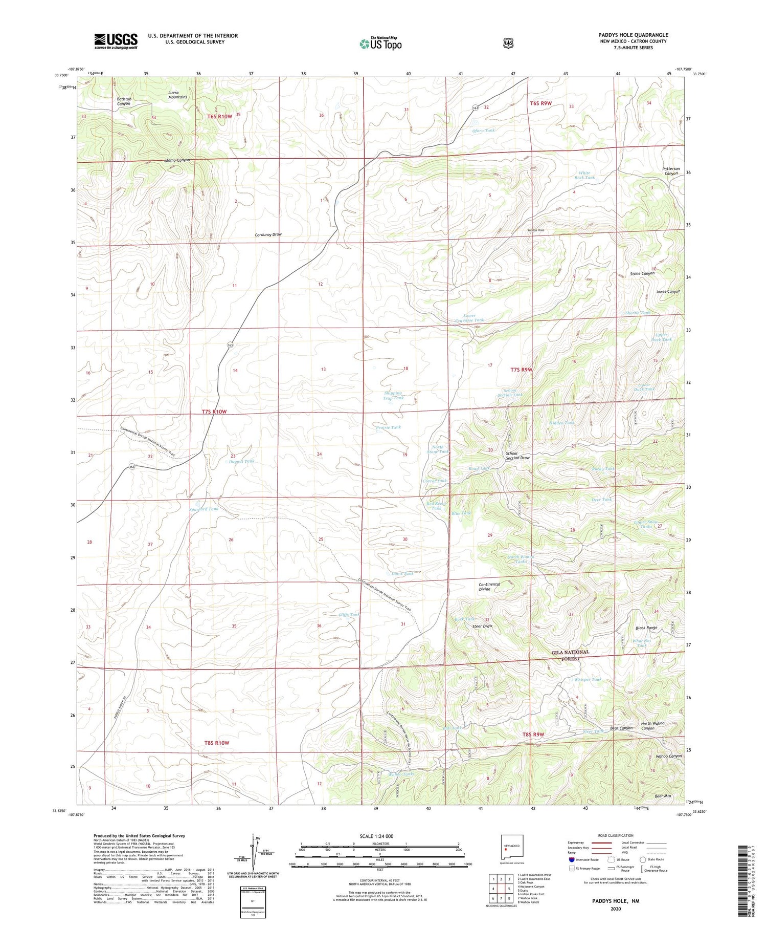 Paddys Hole New Mexico US Topo Map Image