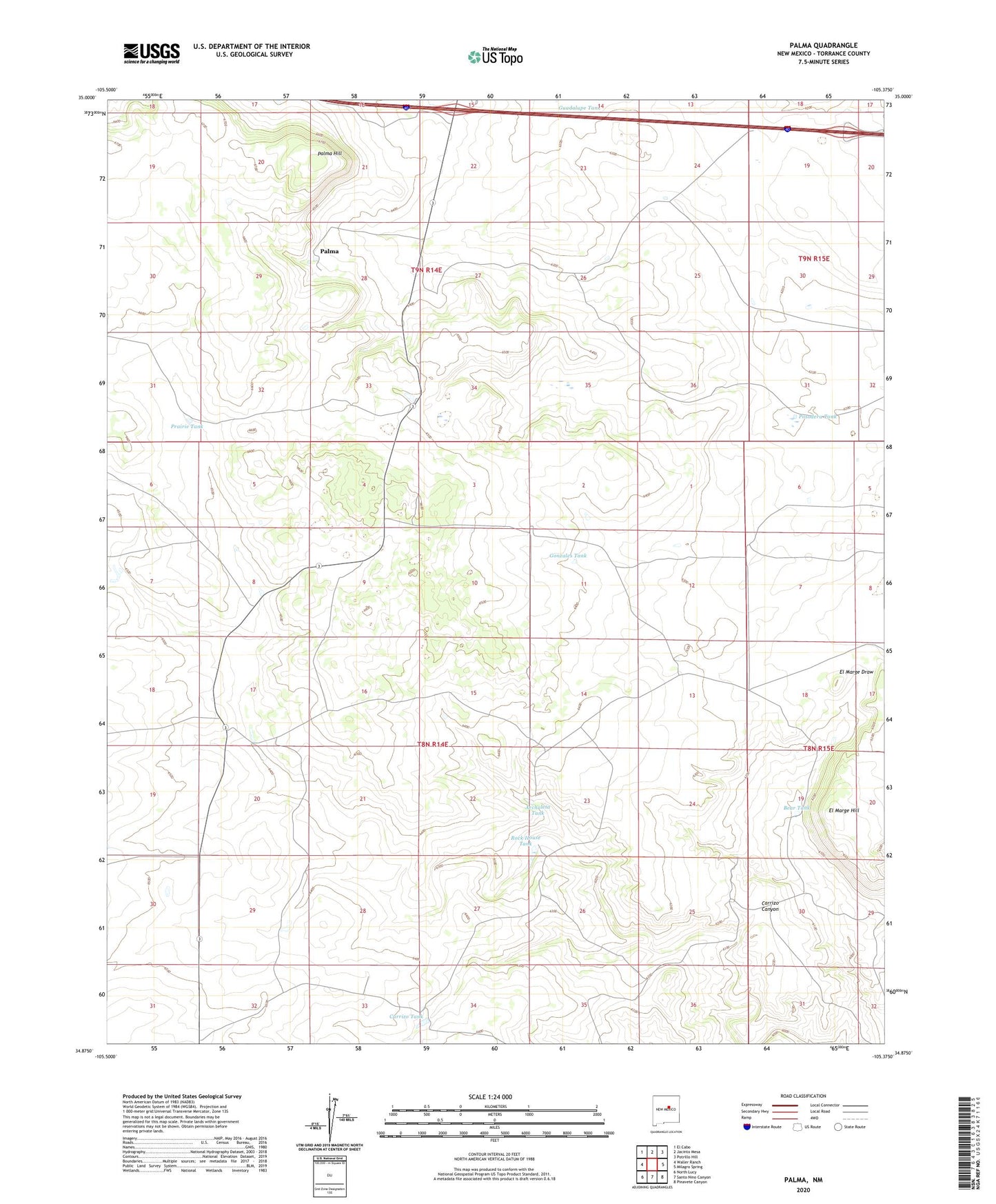 Palma New Mexico US Topo Map Image