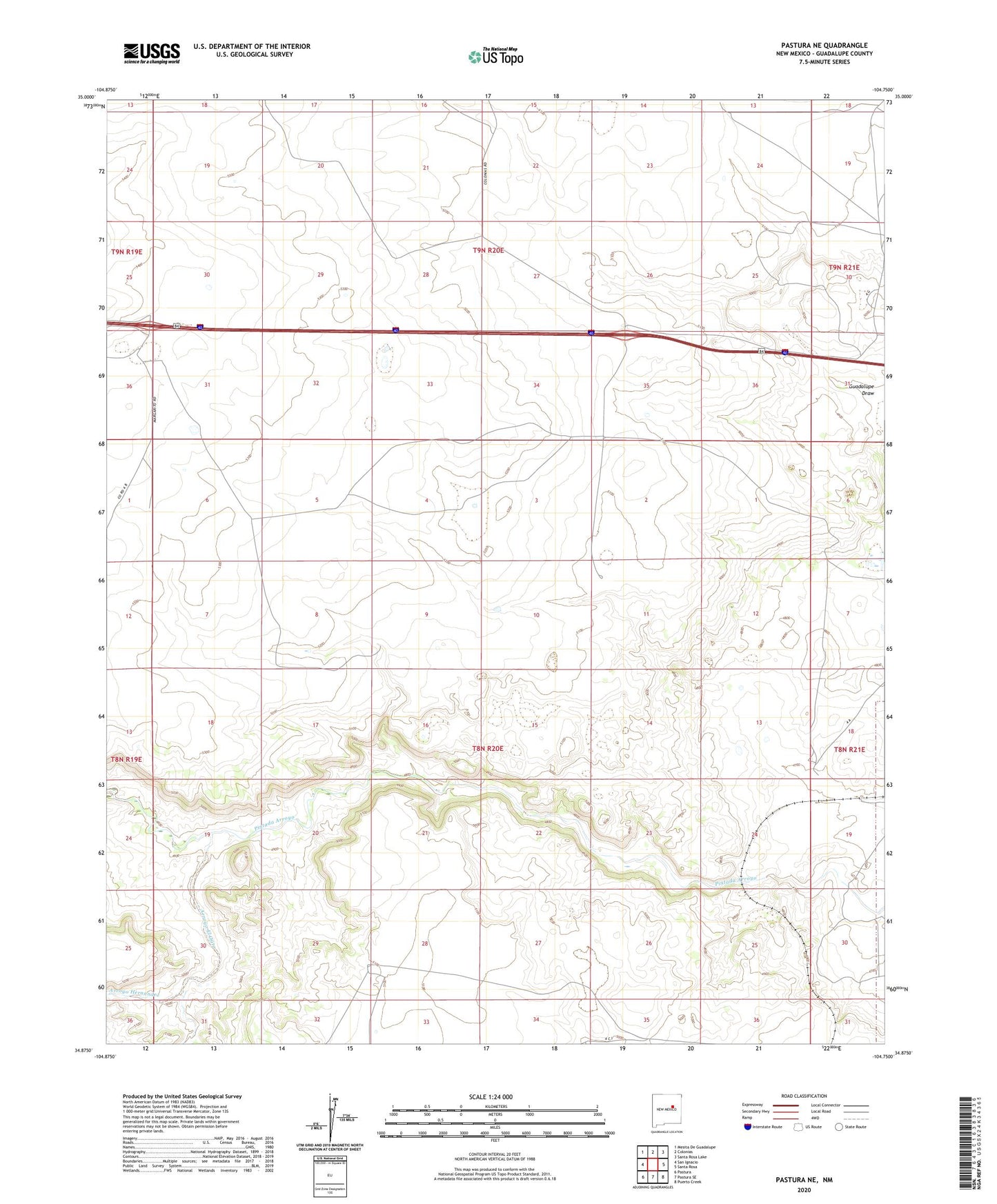 Pastura NE New Mexico US Topo Map Image