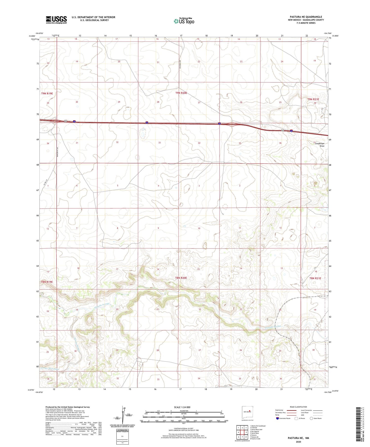 Pastura NE New Mexico US Topo Map Image