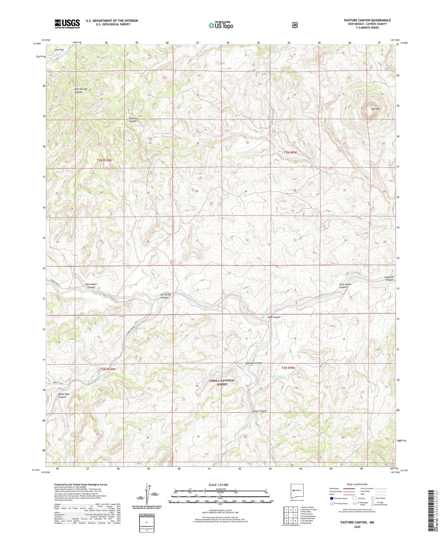 Pasture Canyon New Mexico US Topo Map Image