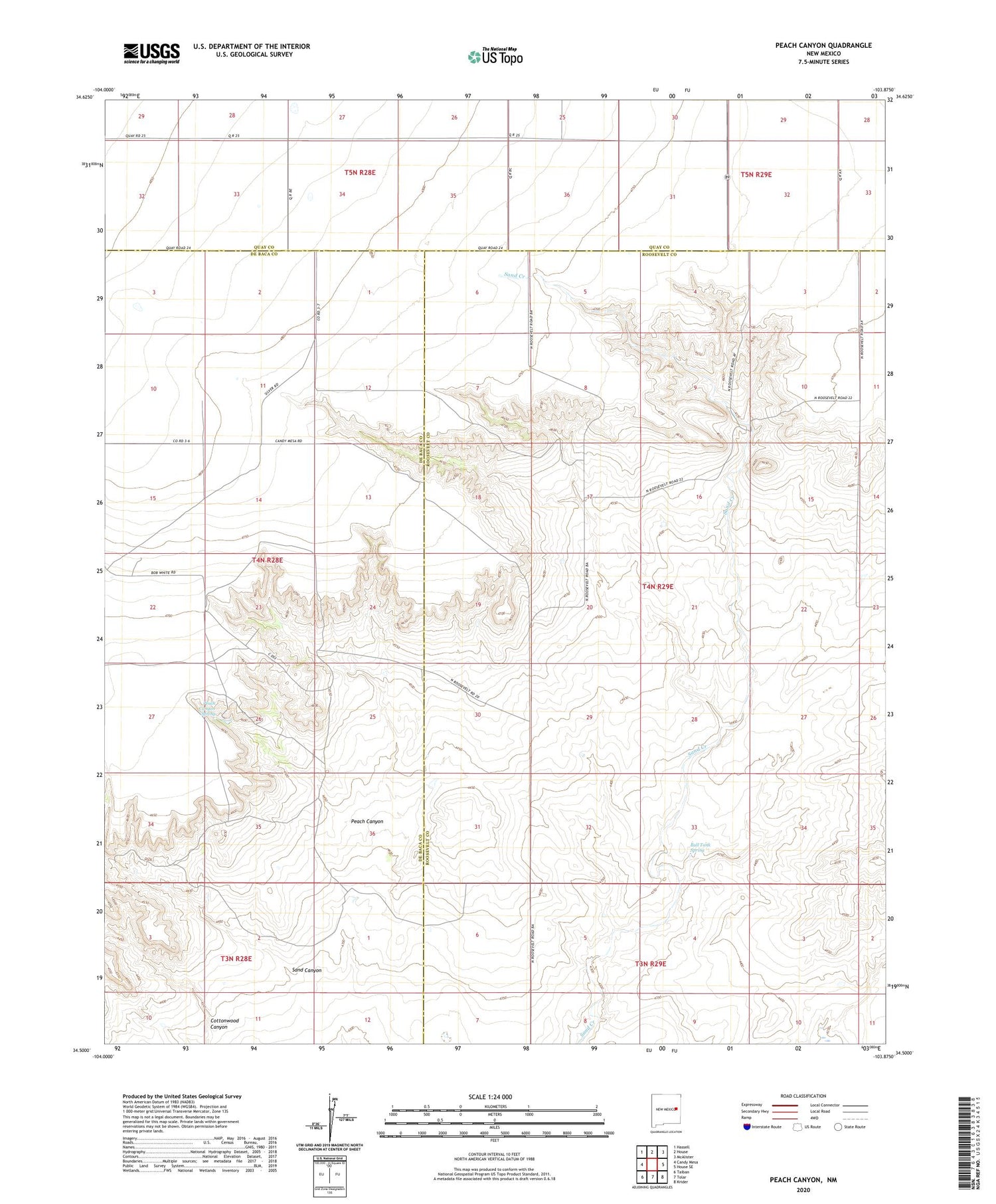 Peach Canyon New Mexico US Topo Map Image