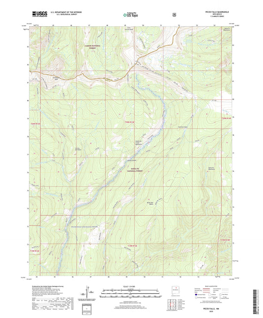Pecos Falls New Mexico US Topo Map Image