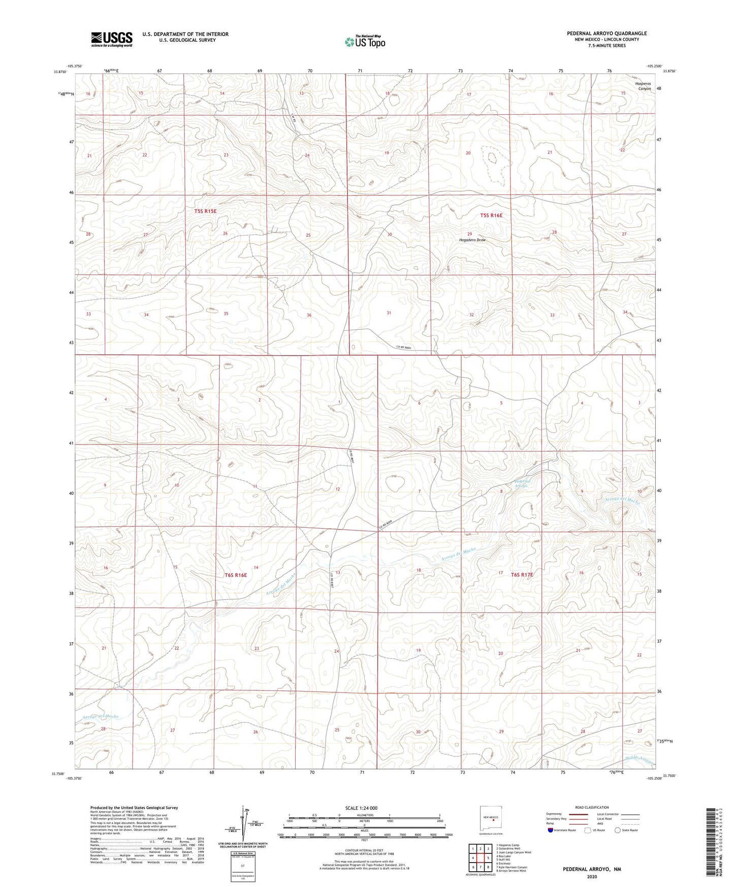 Pedernal Arroyo New Mexico US Topo Map Image