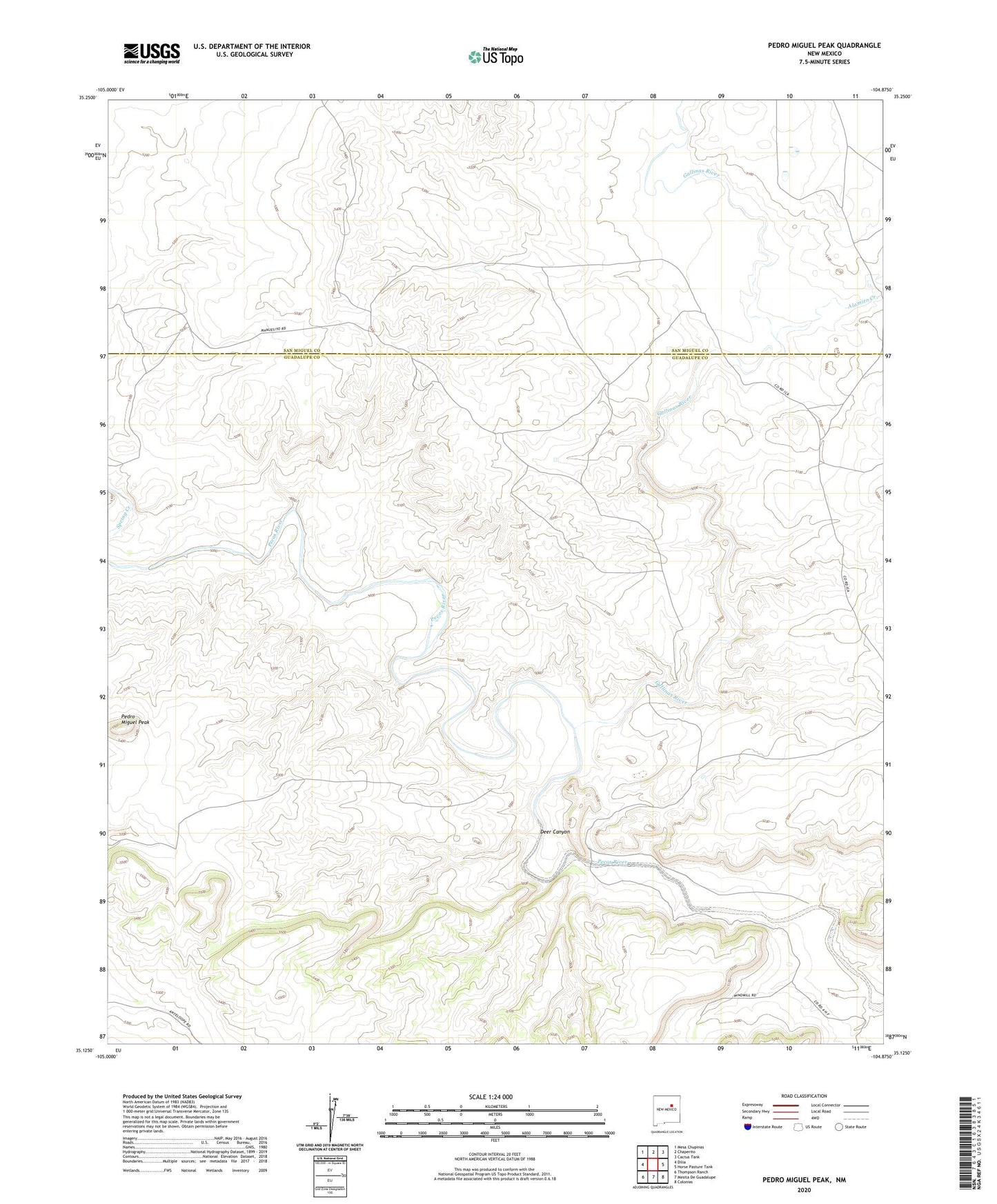 Pedro Miguel Peak New Mexico US Topo Map Image