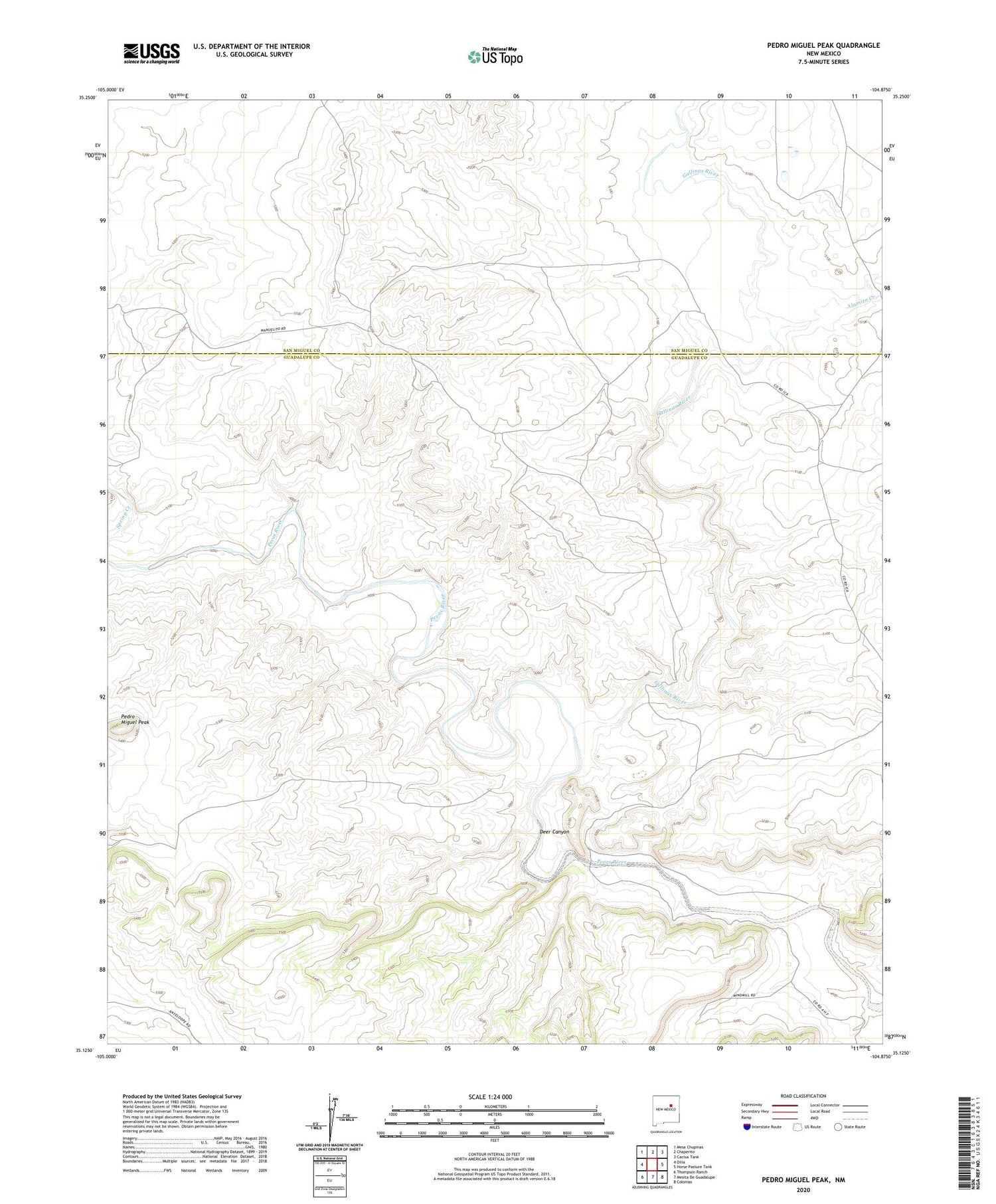 Pedro Miguel Peak New Mexico US Topo Map Image