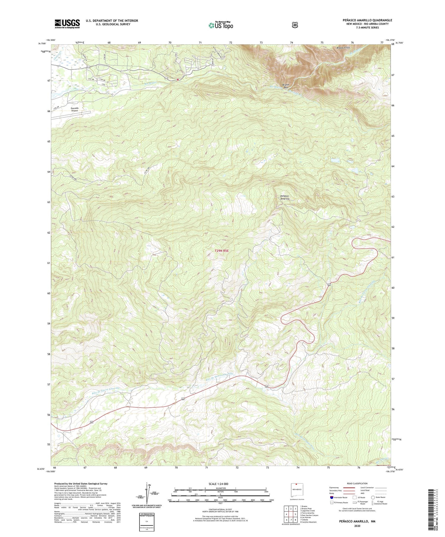 Penasco Amarillo New Mexico US Topo Map Image