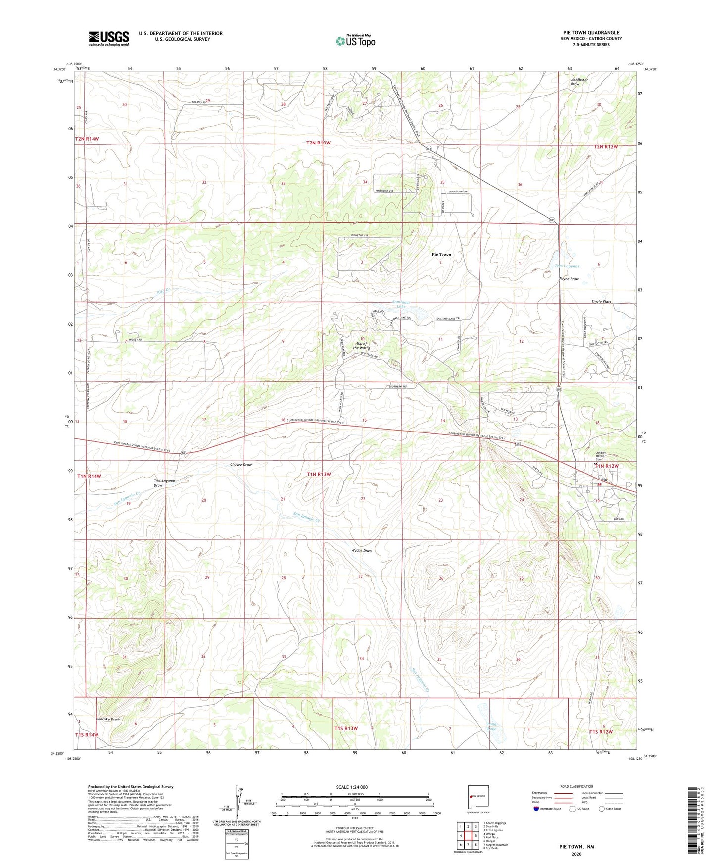 Pie Town New Mexico US Topo Map Image