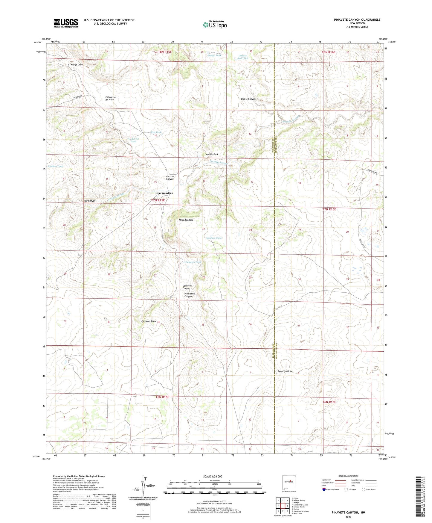 Pinavete Canyon New Mexico US Topo Map Image