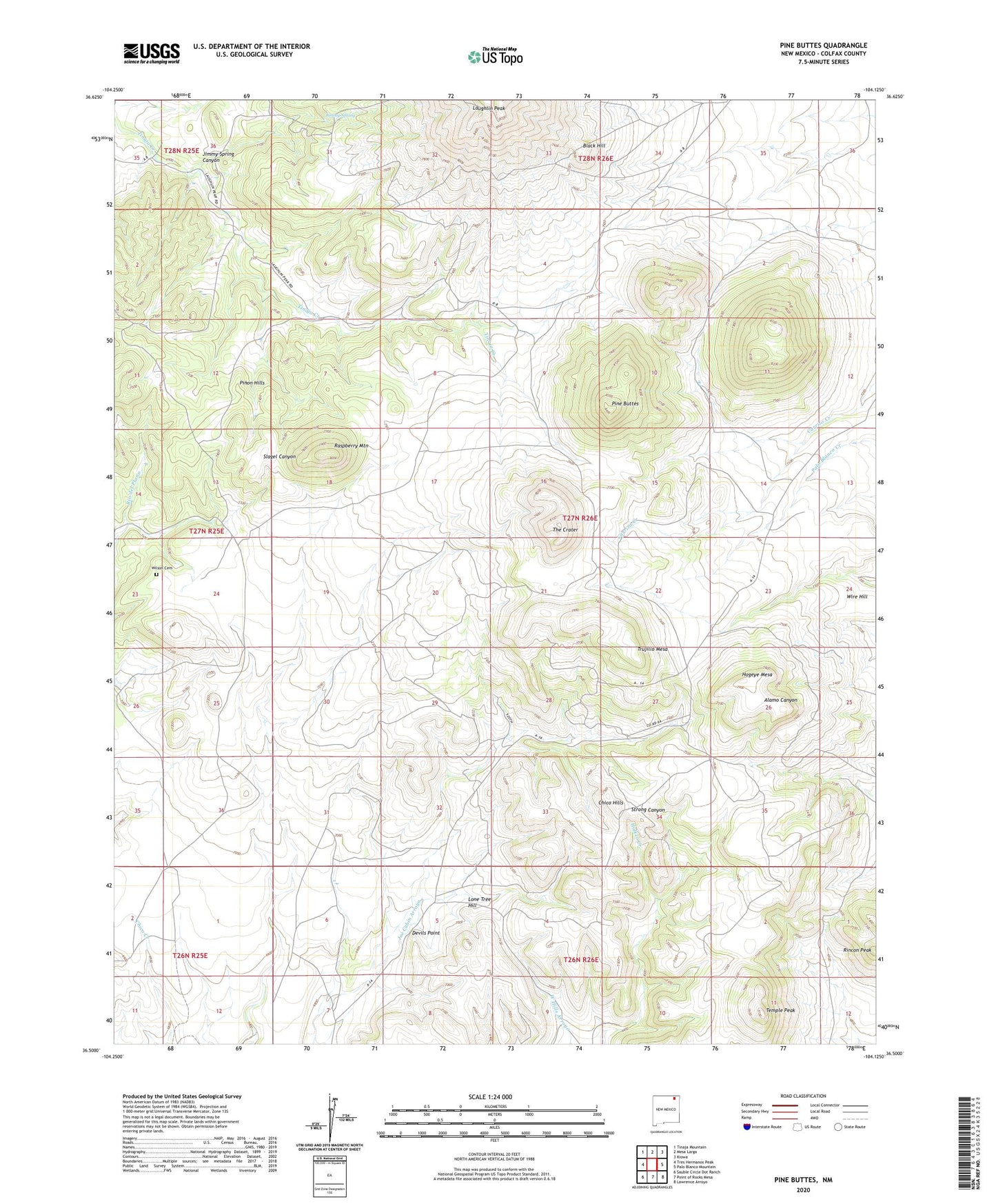 Pine Buttes New Mexico US Topo Map Image