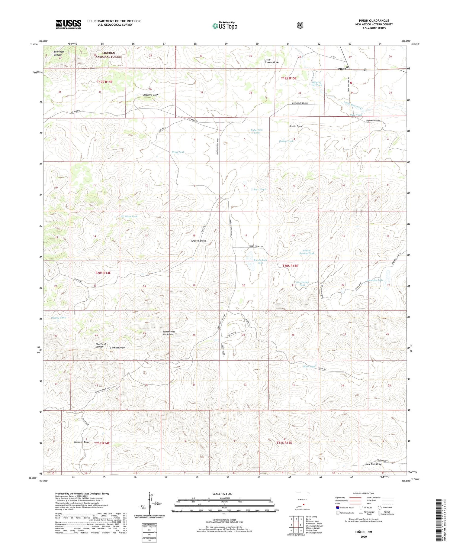 Pinon New Mexico US Topo Map Image