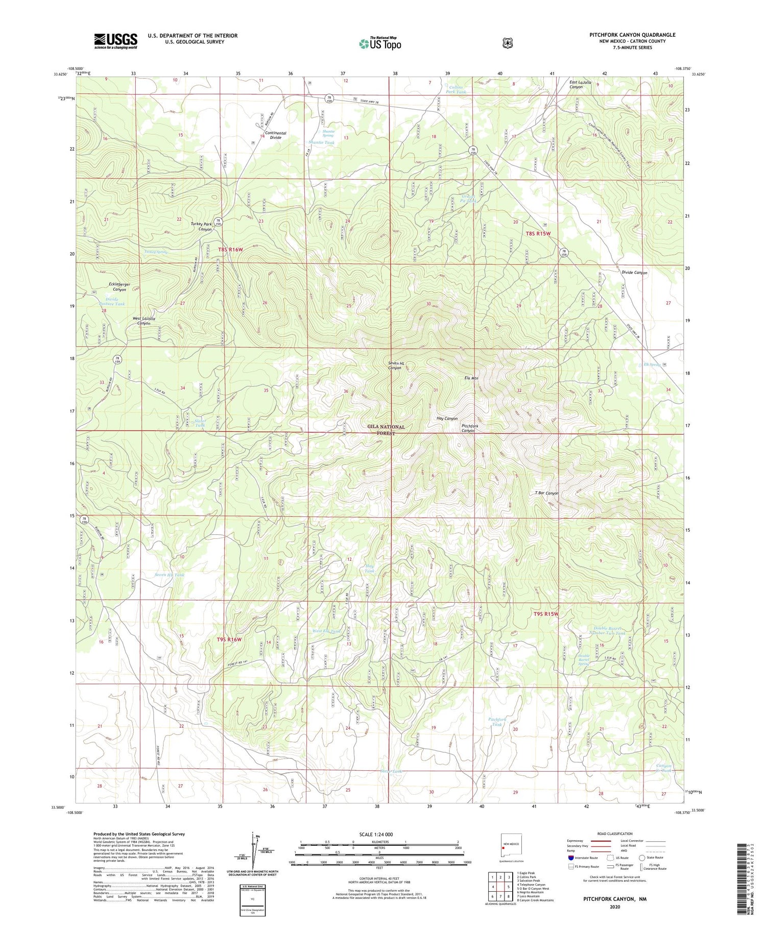 Pitchfork Canyon New Mexico US Topo Map Image