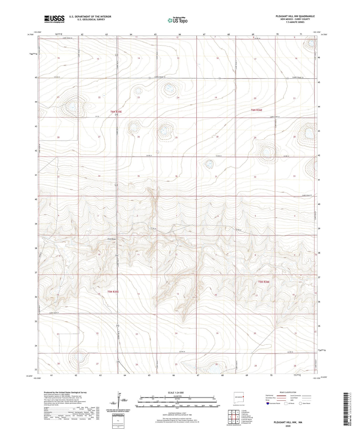 Pleasant Hill NW New Mexico US Topo Map Image
