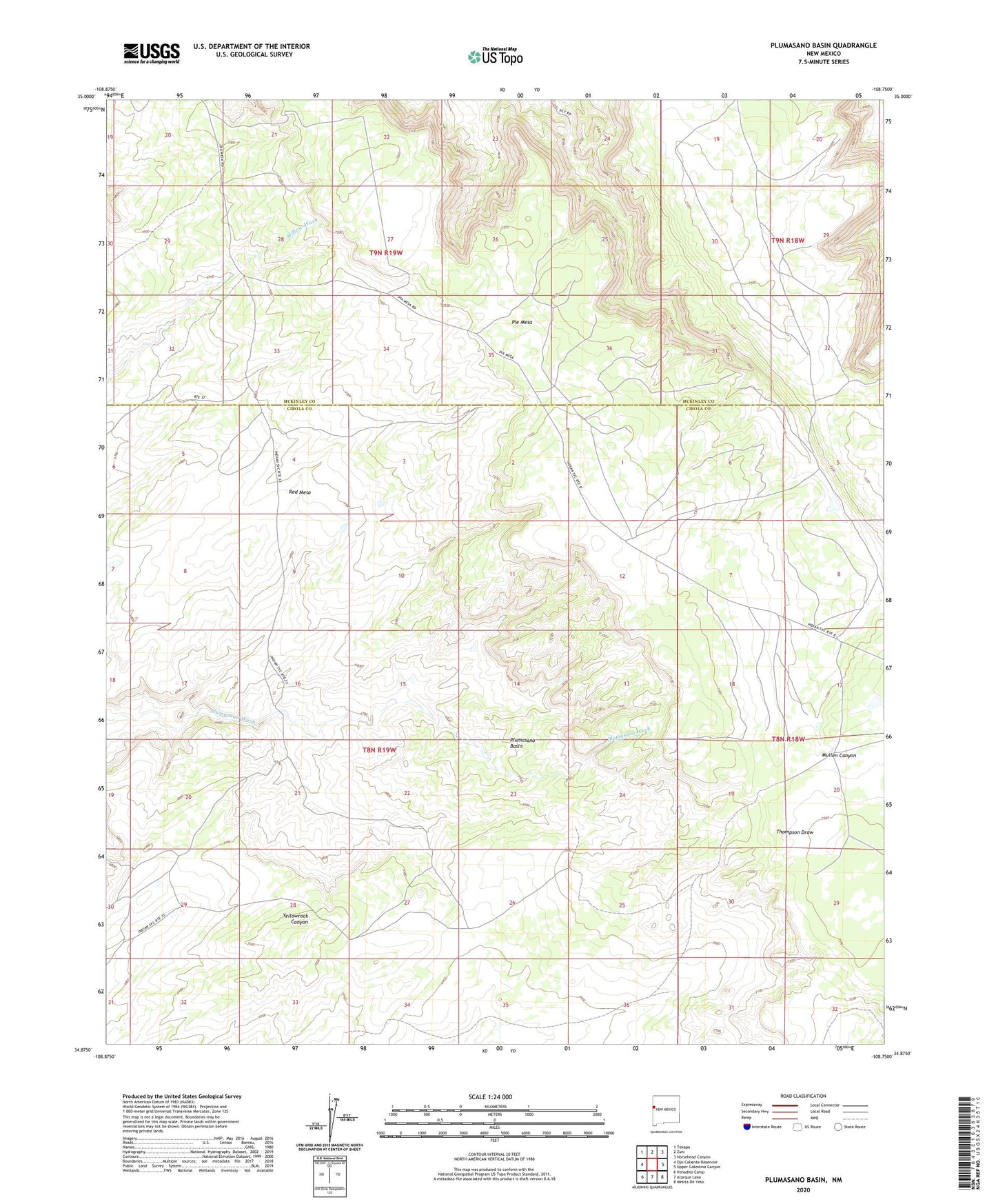 Plumasano Basin New Mexico US Topo Map Image