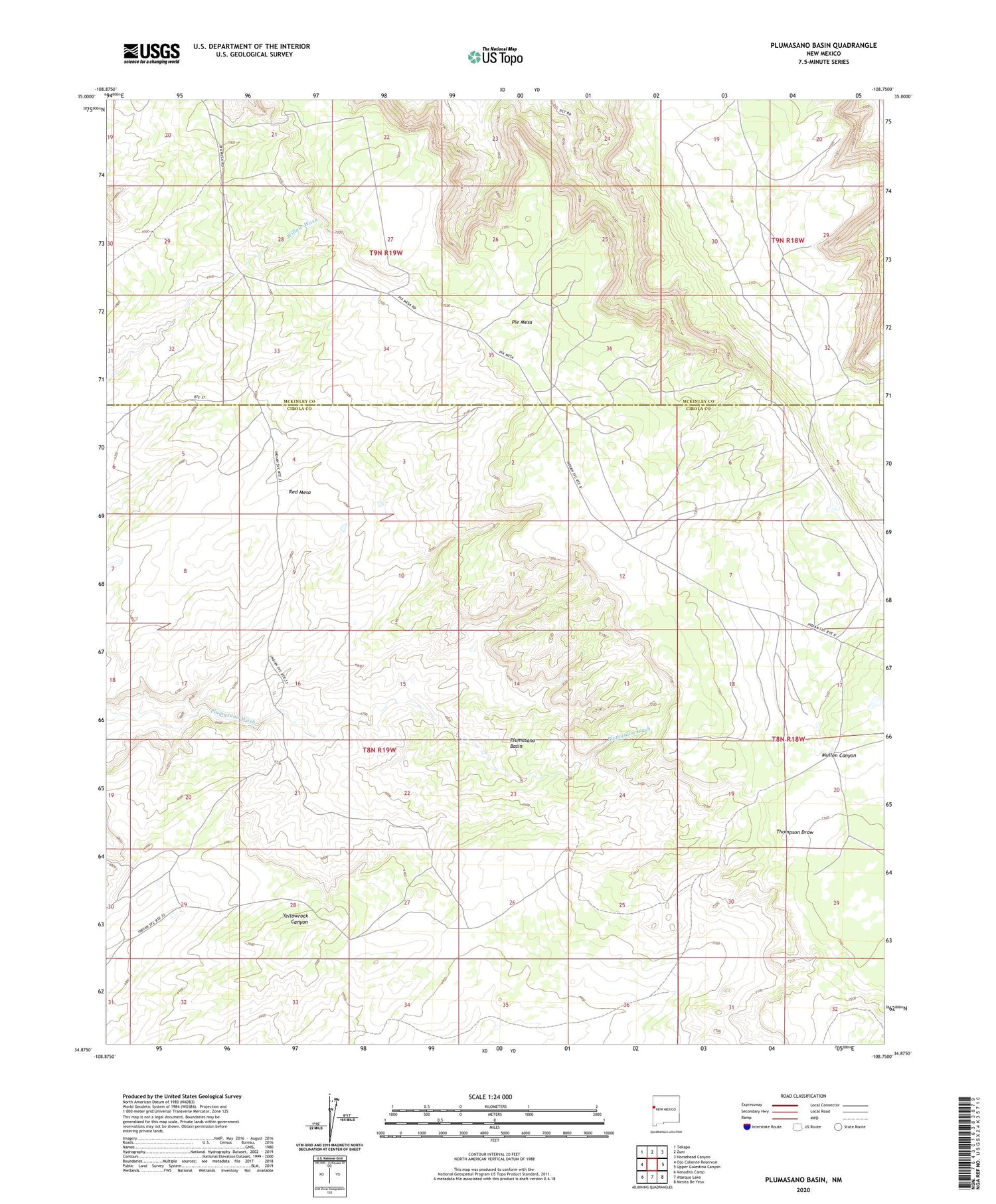 Plumasano Basin New Mexico US Topo Map Image