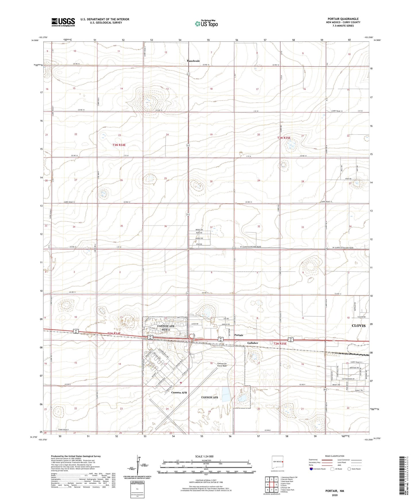Portair New Mexico US Topo Map Image