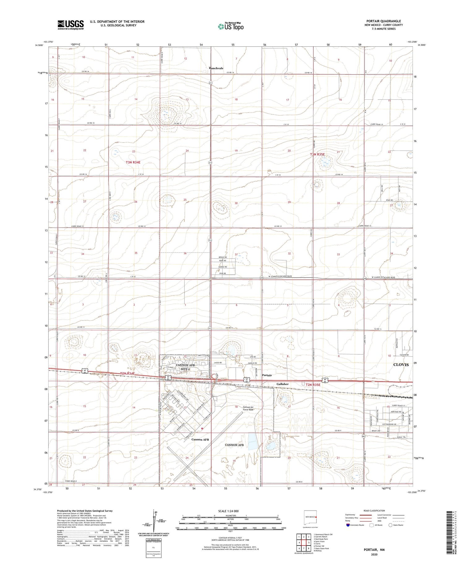 Portair New Mexico US Topo Map Image