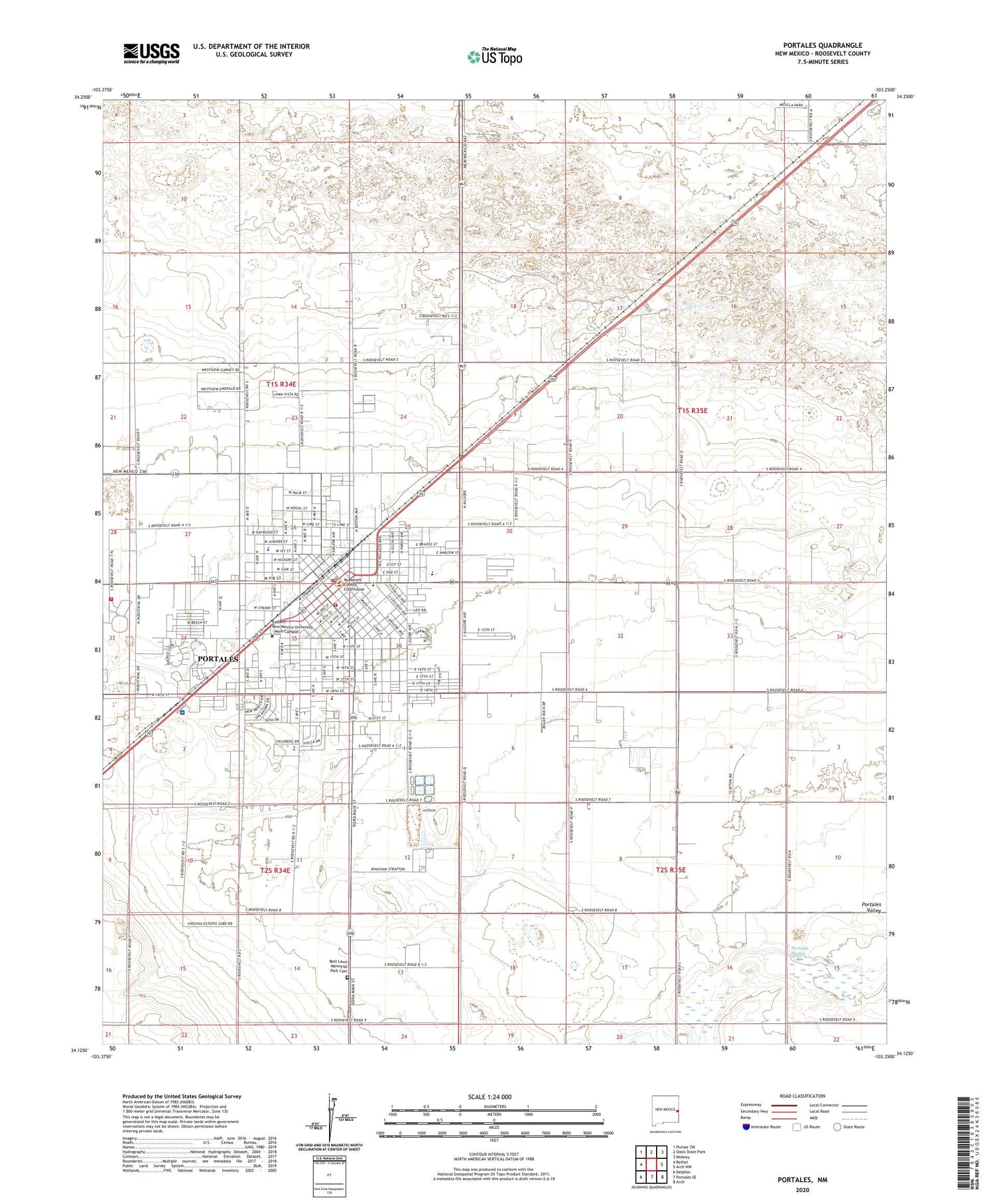 Portales New Mexico US Topo Map Image