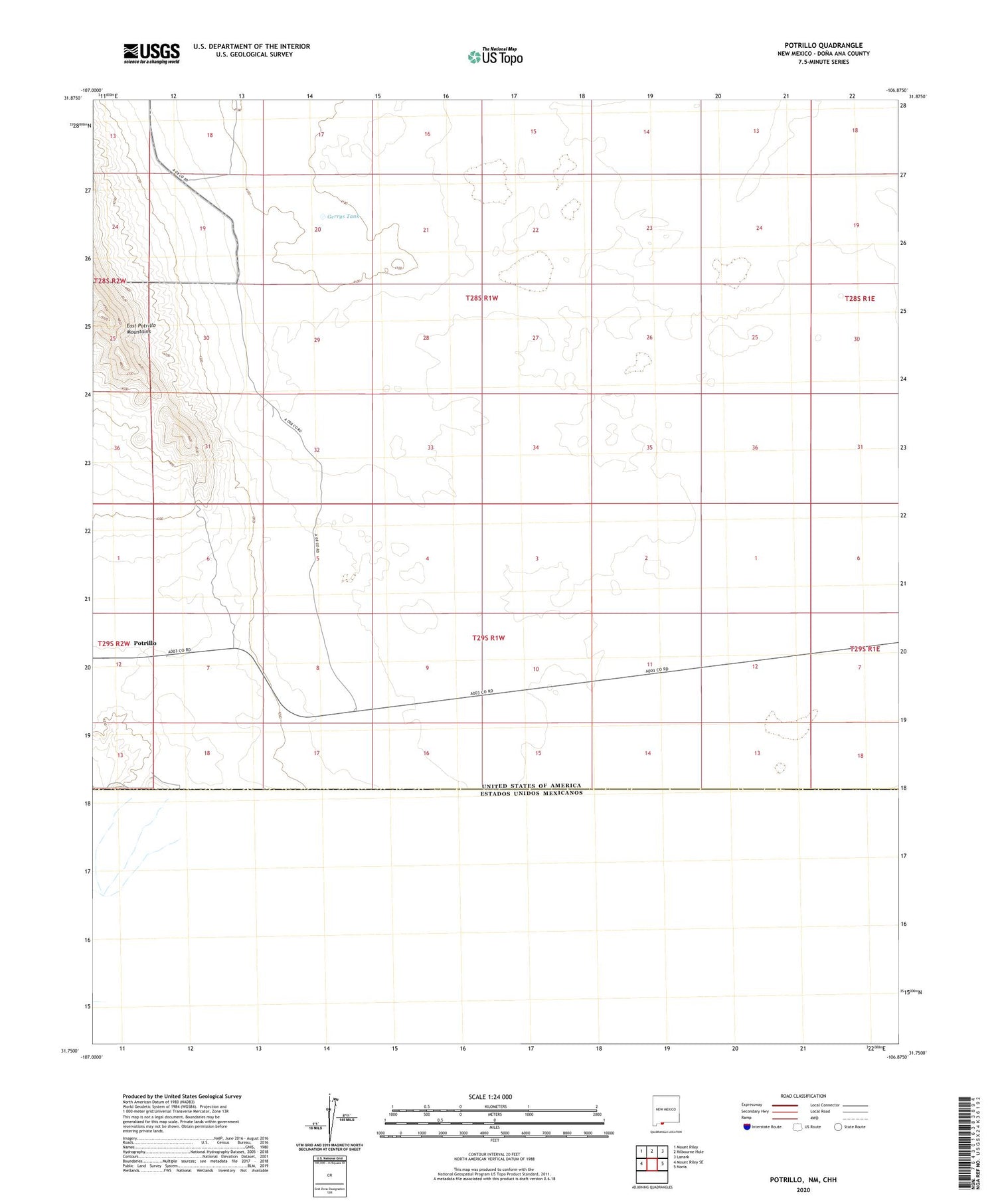 Potrillo New Mexico US Topo Map Image