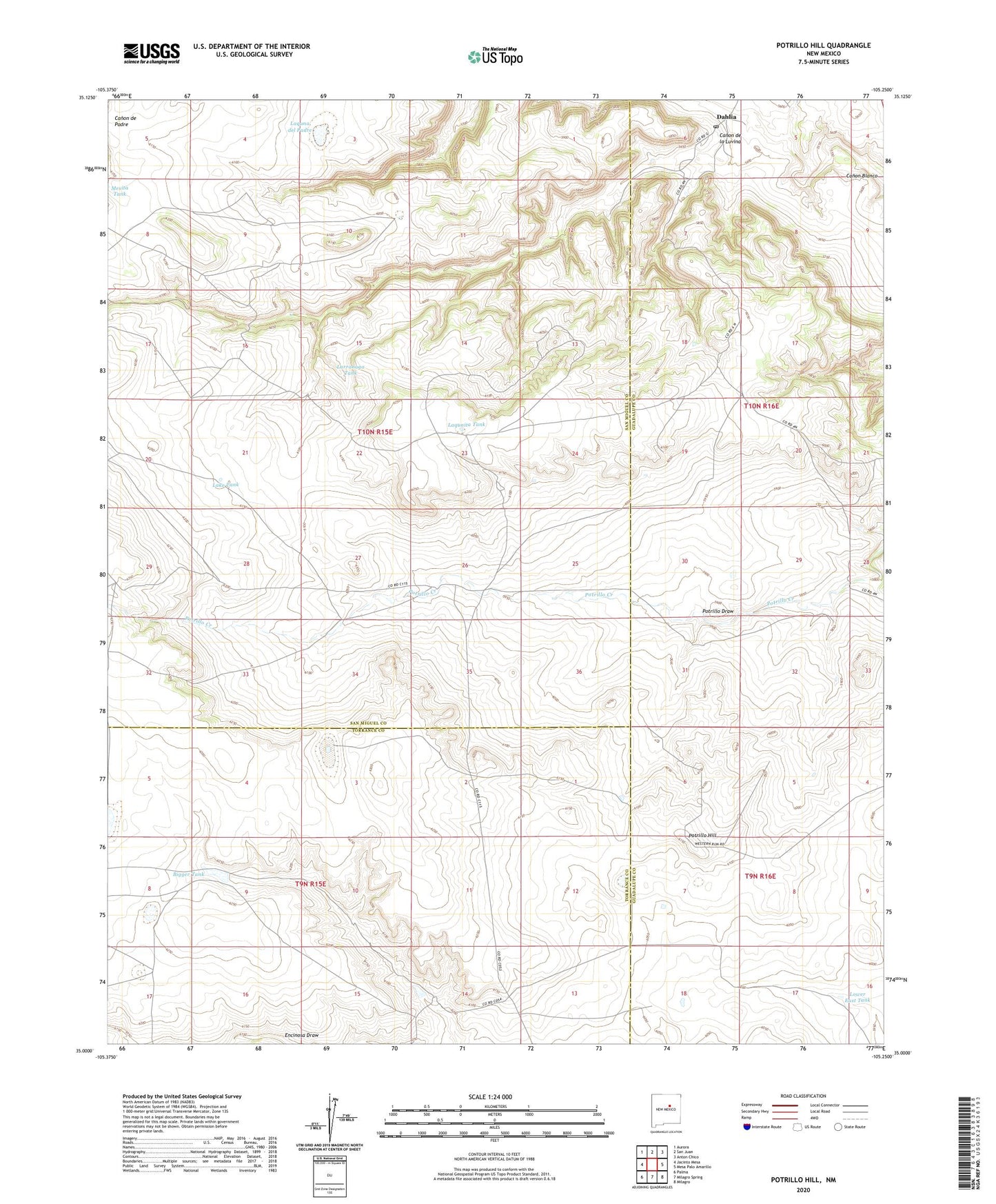 Potrillo Hill New Mexico US Topo Map Image