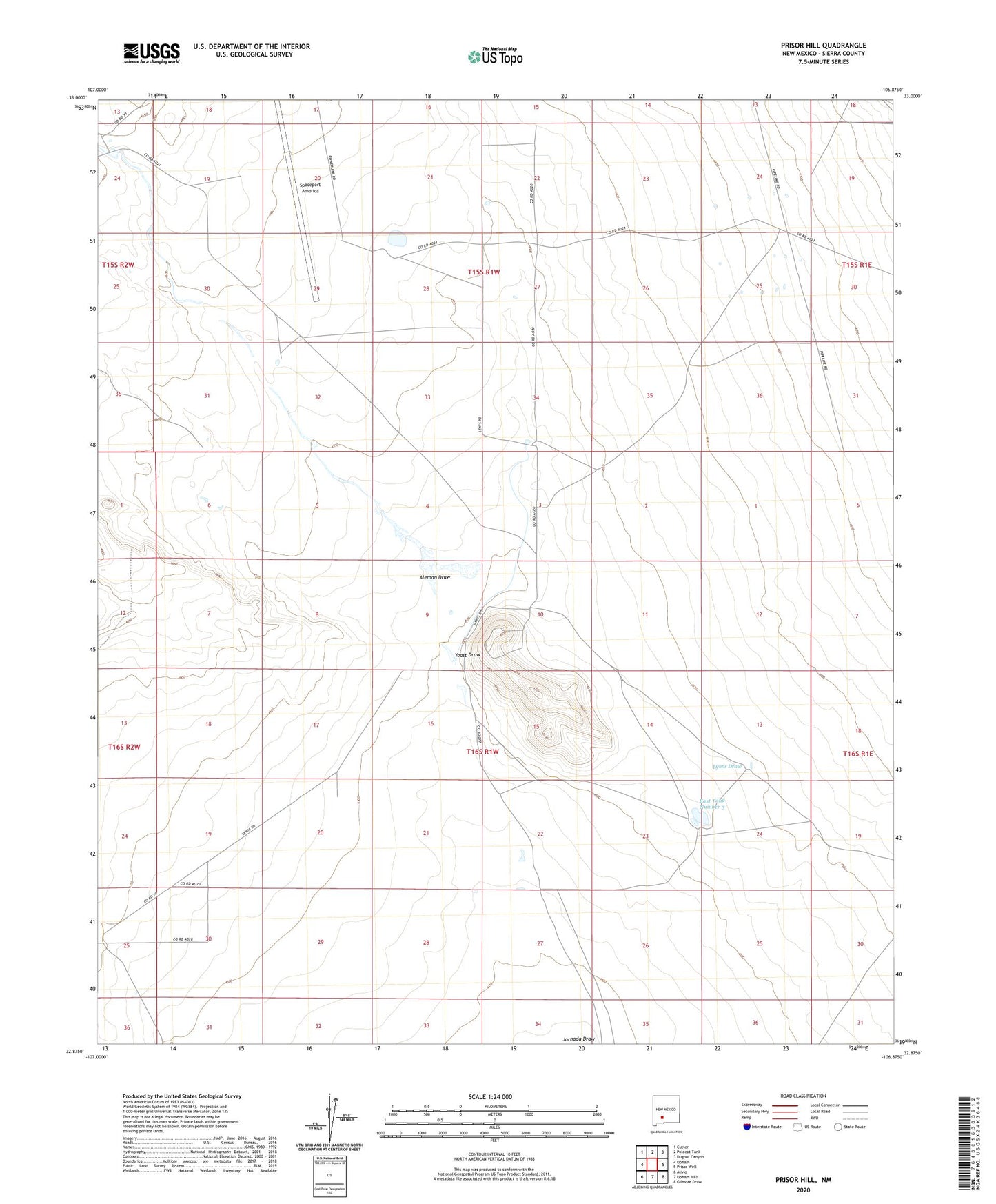 Prisor Hill New Mexico US Topo Map Image