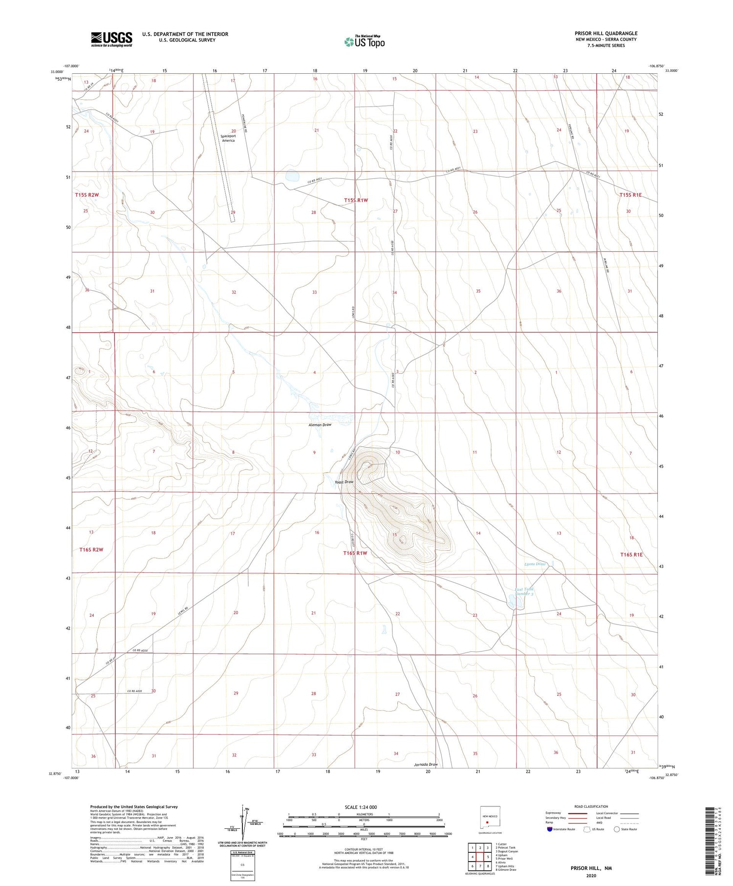 Prisor Hill New Mexico US Topo Map Image