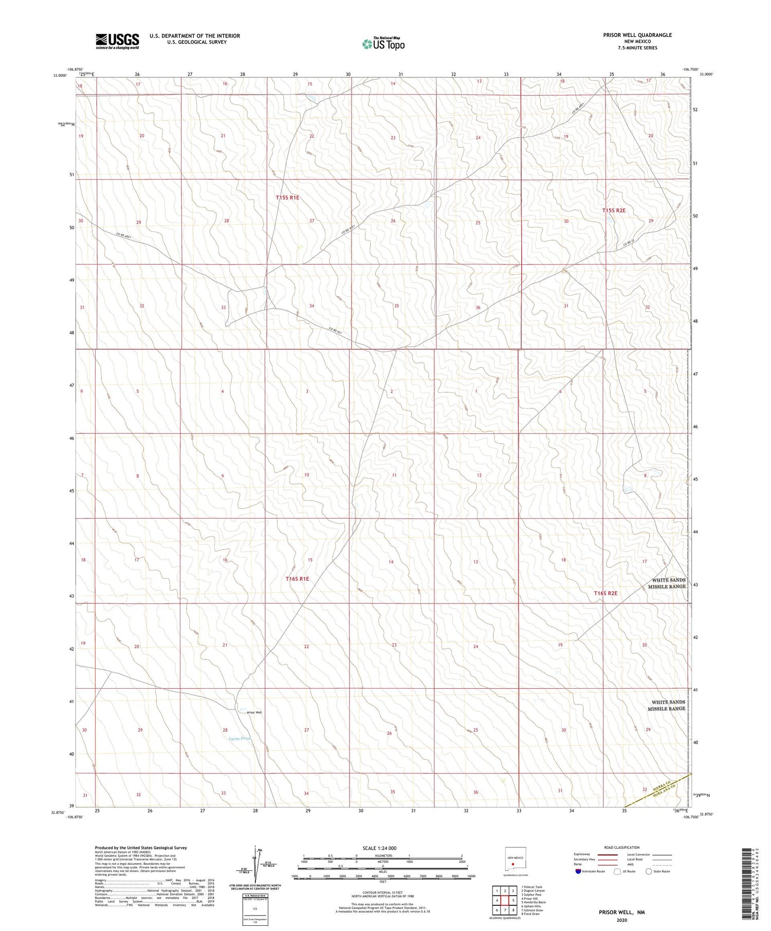 Prisor Well New Mexico US Topo Map Image