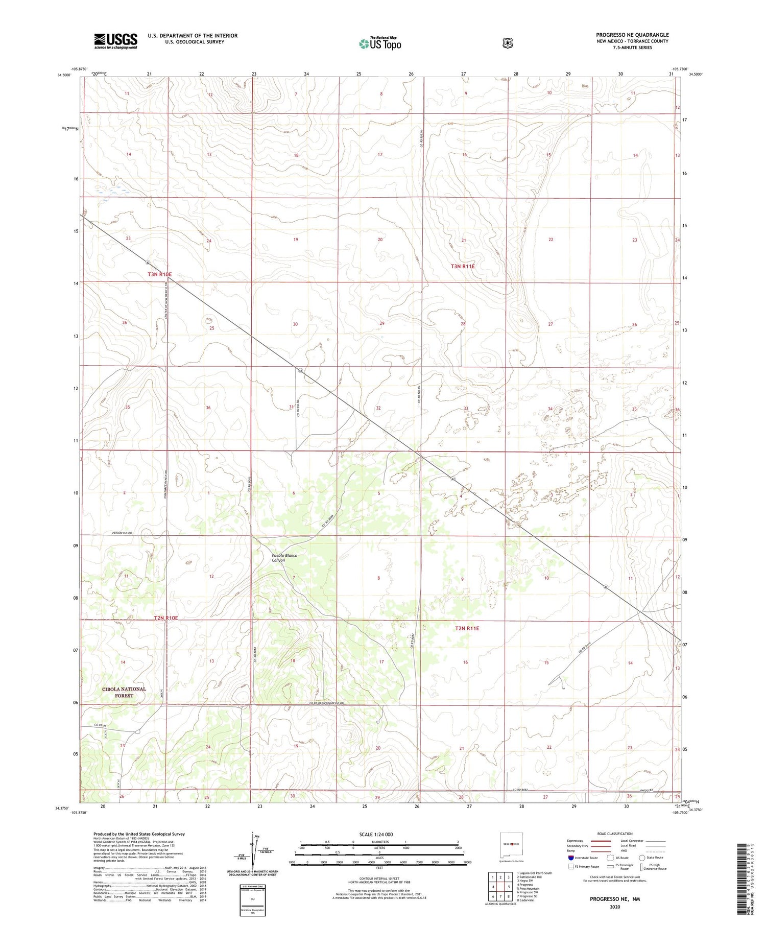 Progresso NE New Mexico US Topo Map Image