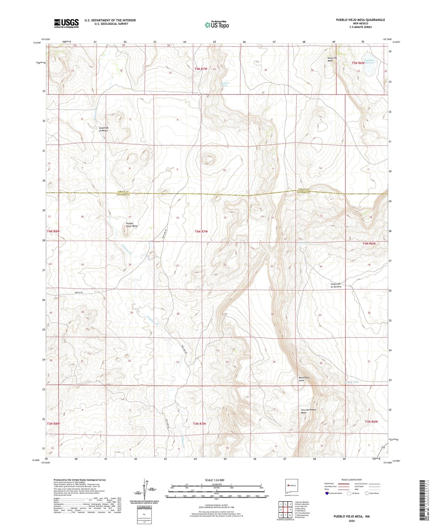 Pueblo Viejo Mesa New Mexico US Topo Map Image