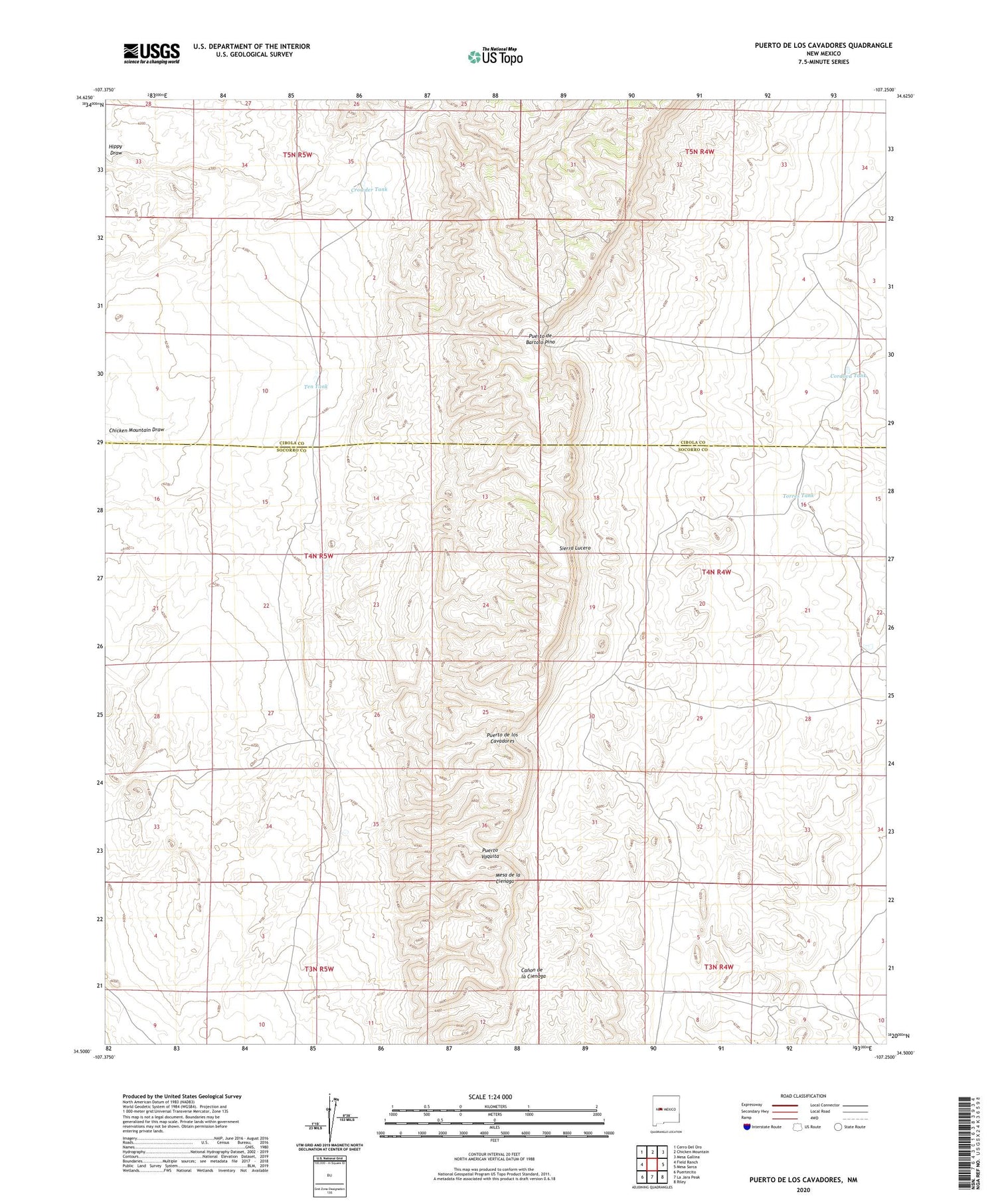 Puerto De Los Cavadores New Mexico US Topo Map Image