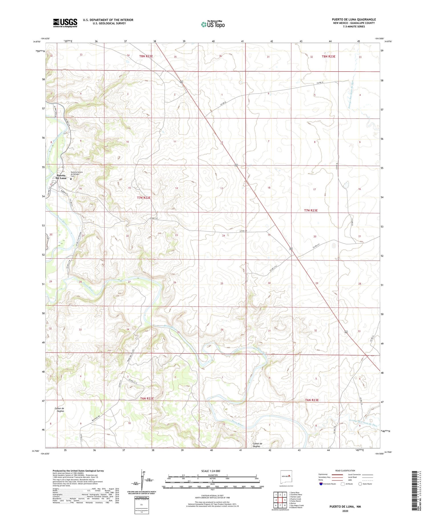 Puerto De Luna New Mexico US Topo Map Image