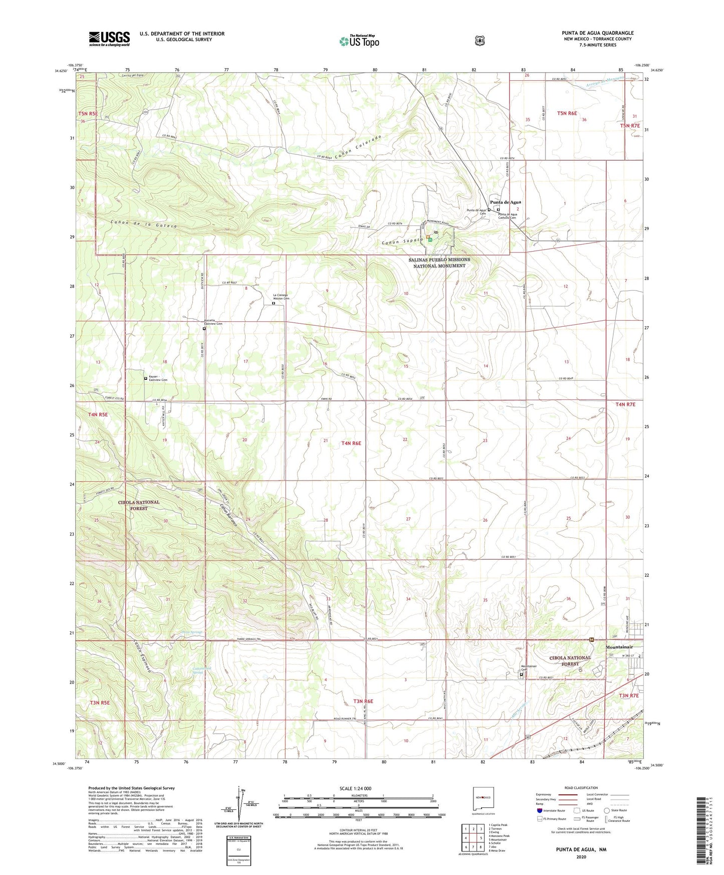 Punta de Agua New Mexico US Topo Map Image