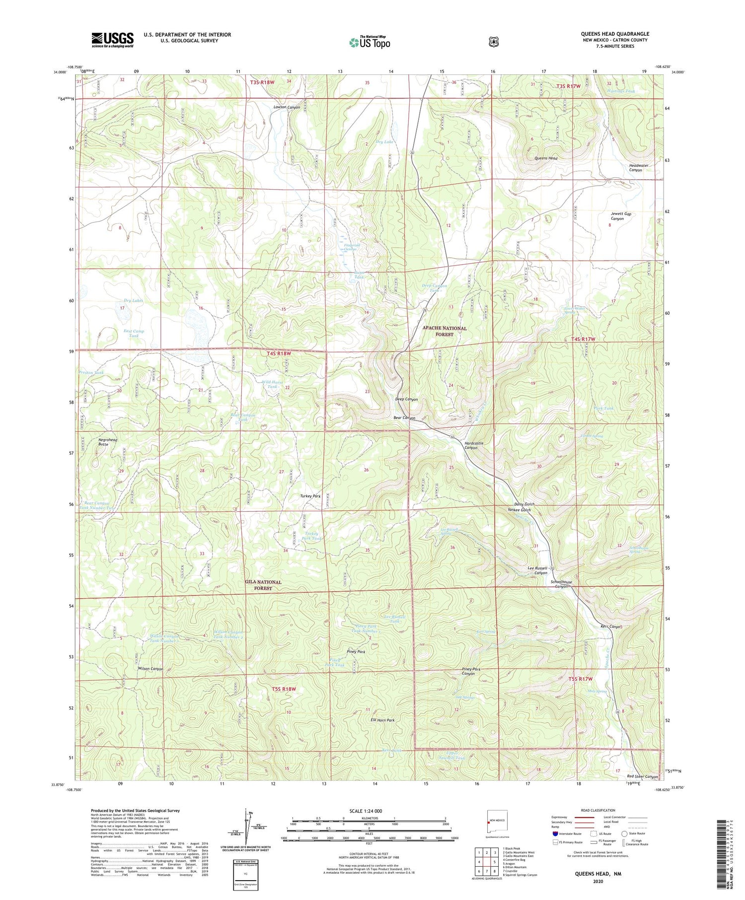Queens Head New Mexico US Topo Map Image