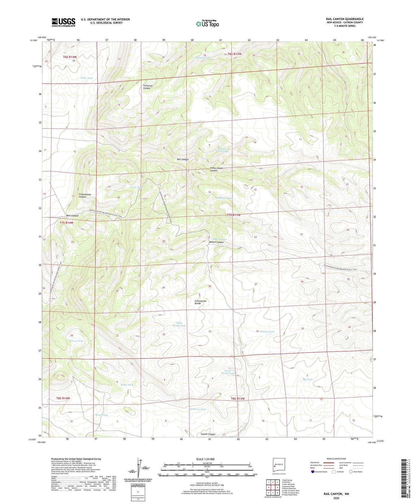 Rail Canyon New Mexico US Topo Map Image