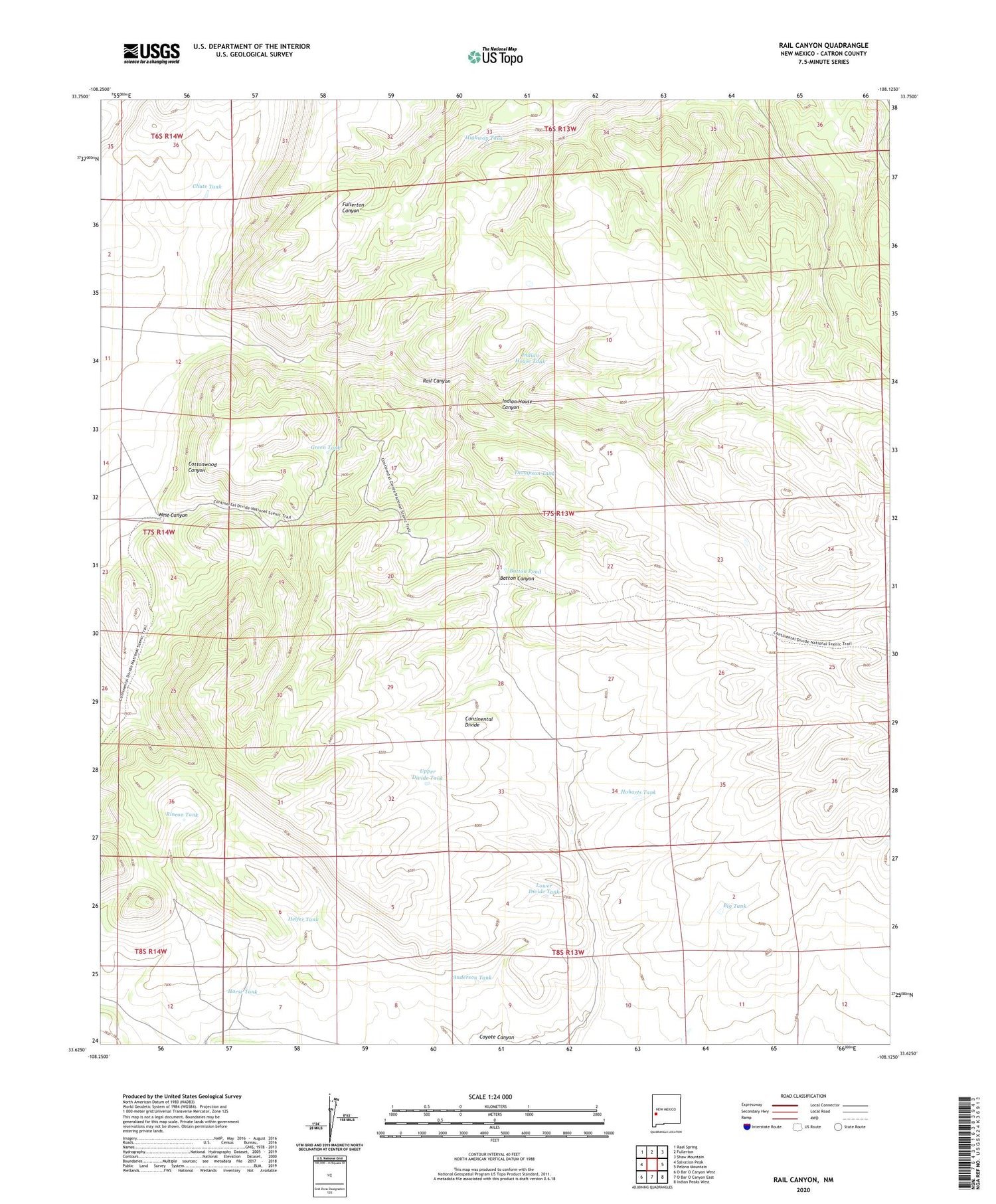 Rail Canyon New Mexico US Topo Map Image