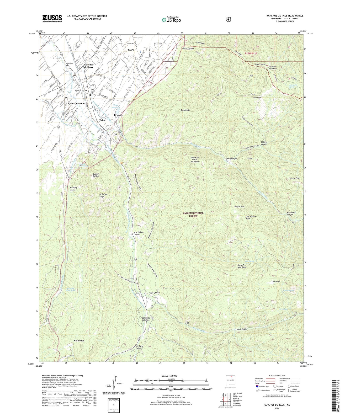 Ranchos De Taos New Mexico US Topo Map Image