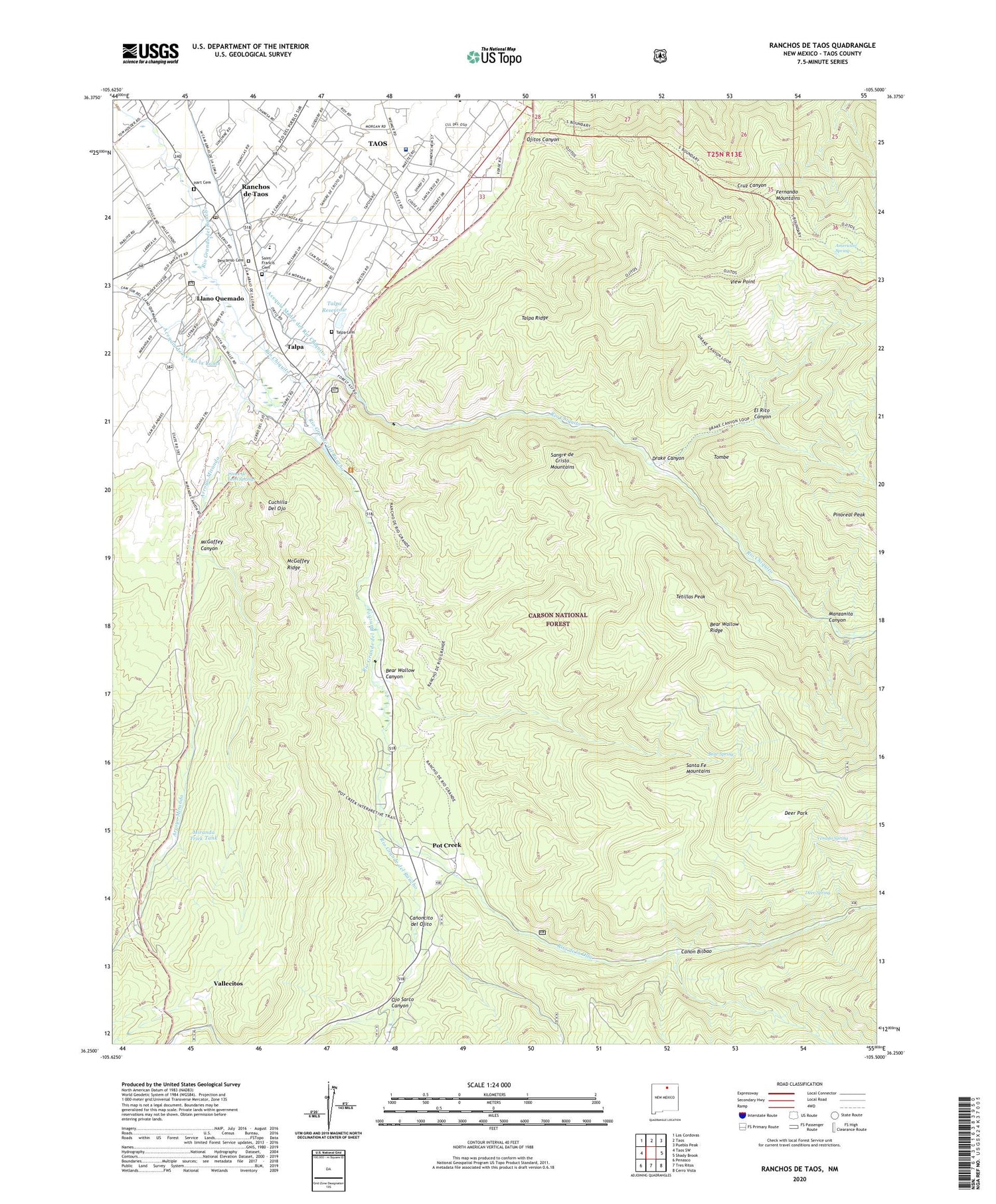 Ranchos De Taos New Mexico US Topo Map Image