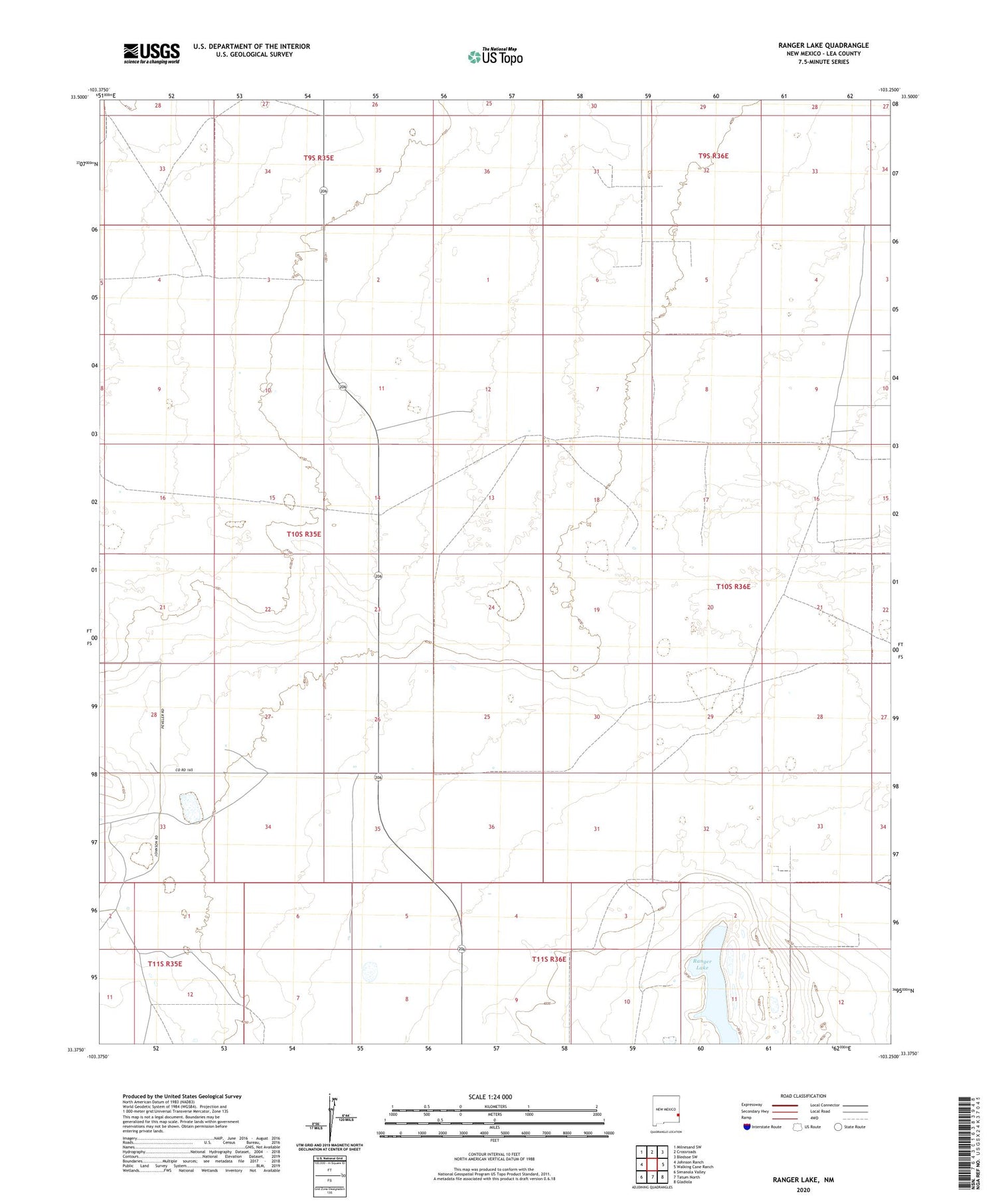 Ranger Lake New Mexico US Topo Map Image