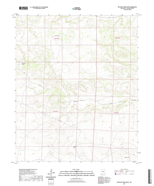 Red Bluff Draw West New Mexico US Topo Map Image