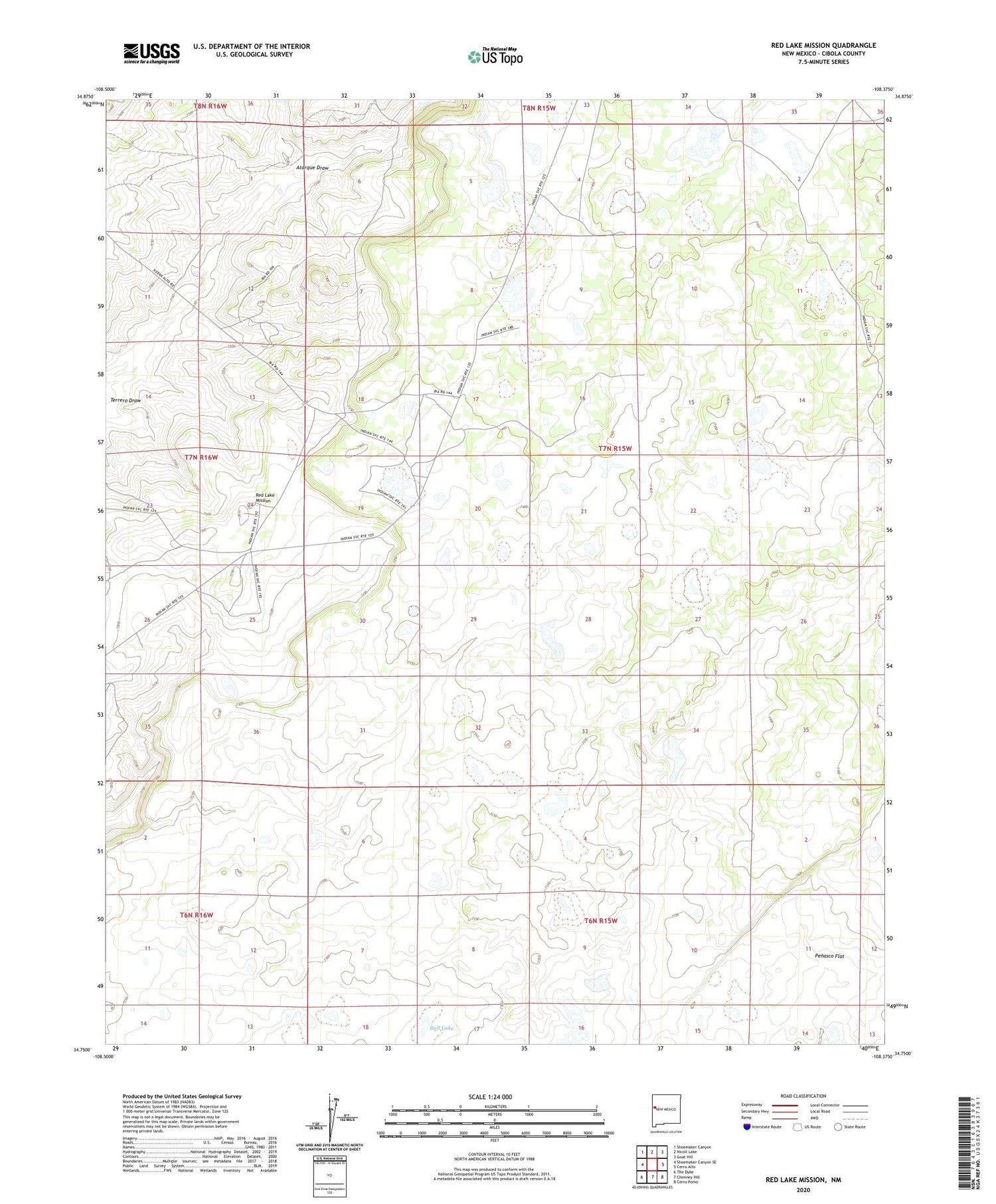 Red Lake Mission New Mexico US Topo Map Image