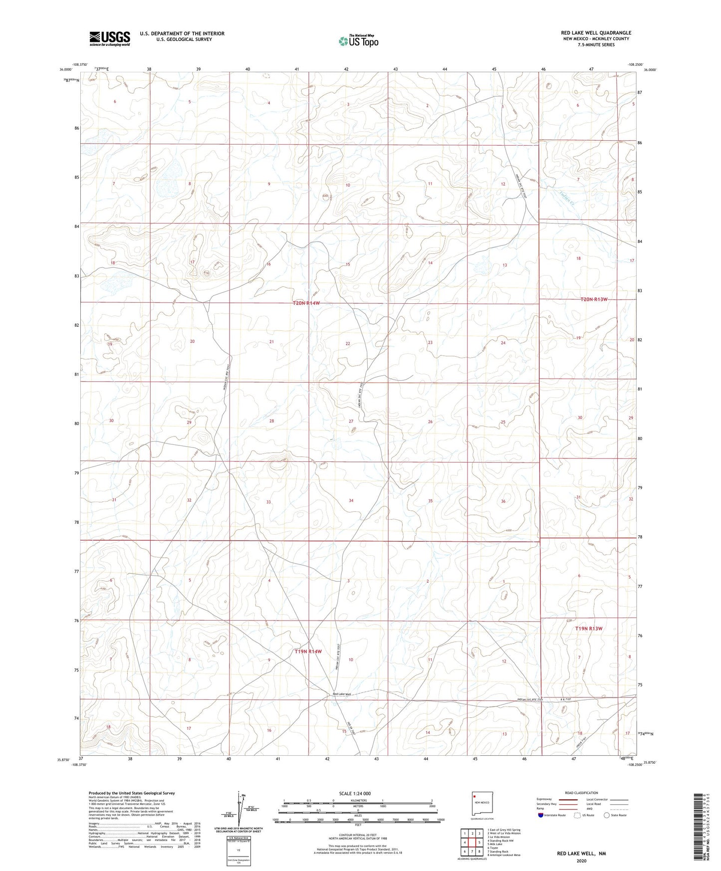 Red Lake Well New Mexico US Topo Map Image