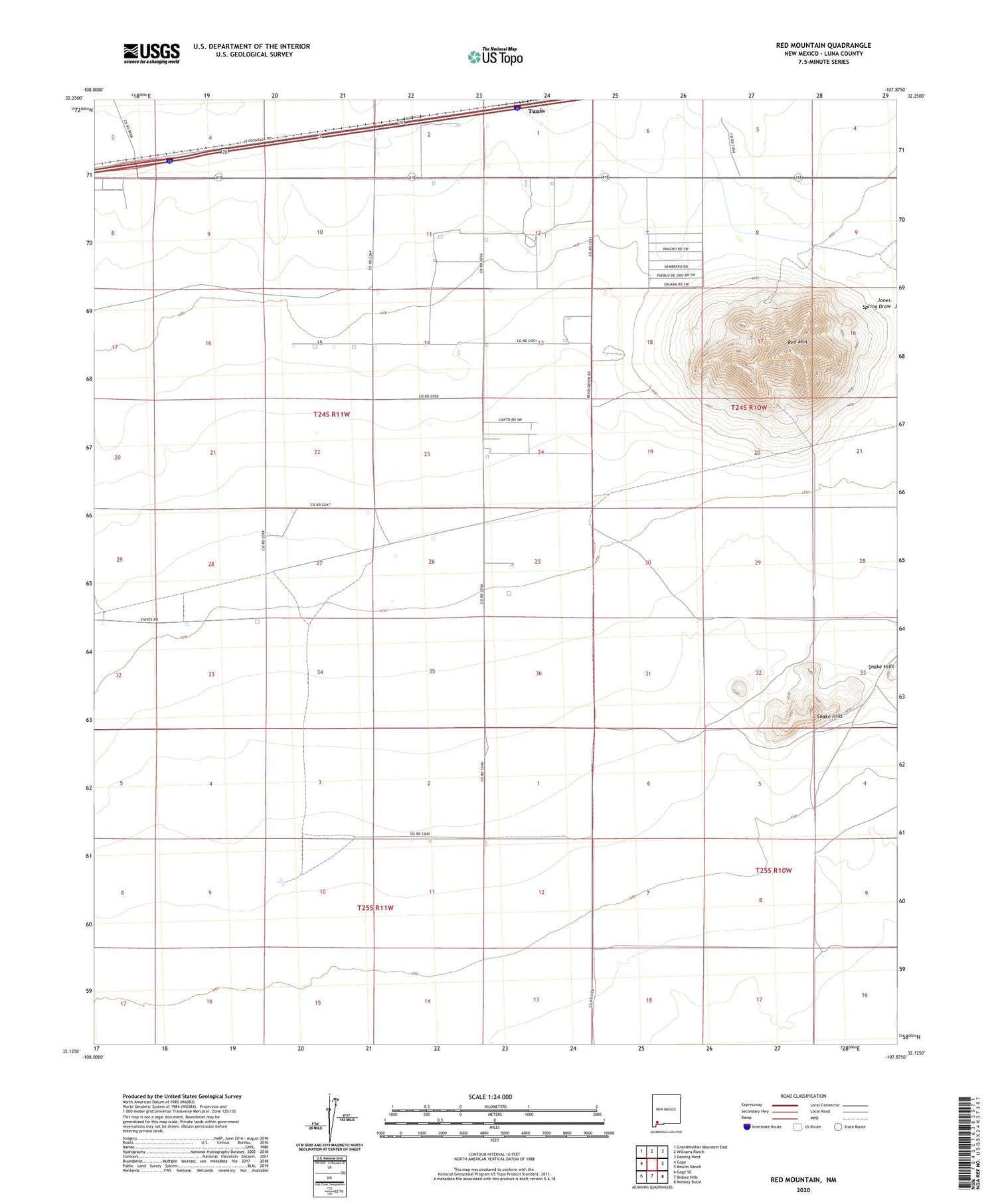 Red Mountain New Mexico US Topo Map Image