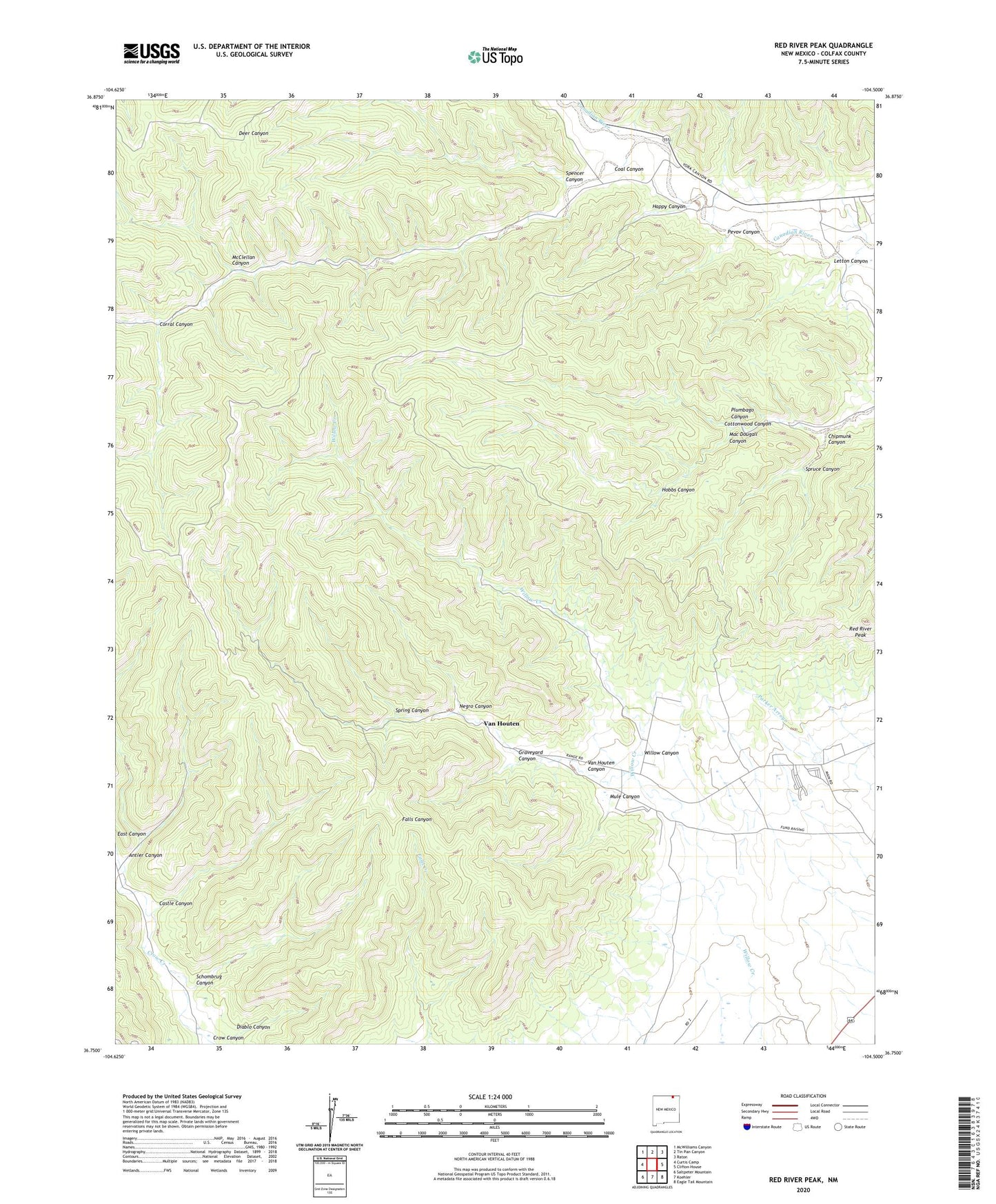 Red River Peak New Mexico US Topo Map Image