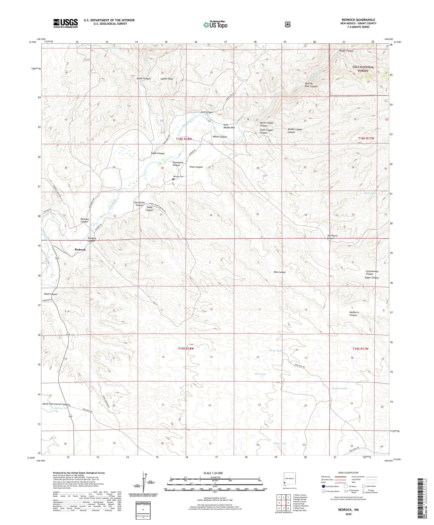 Redrock New Mexico US Topo Map Image