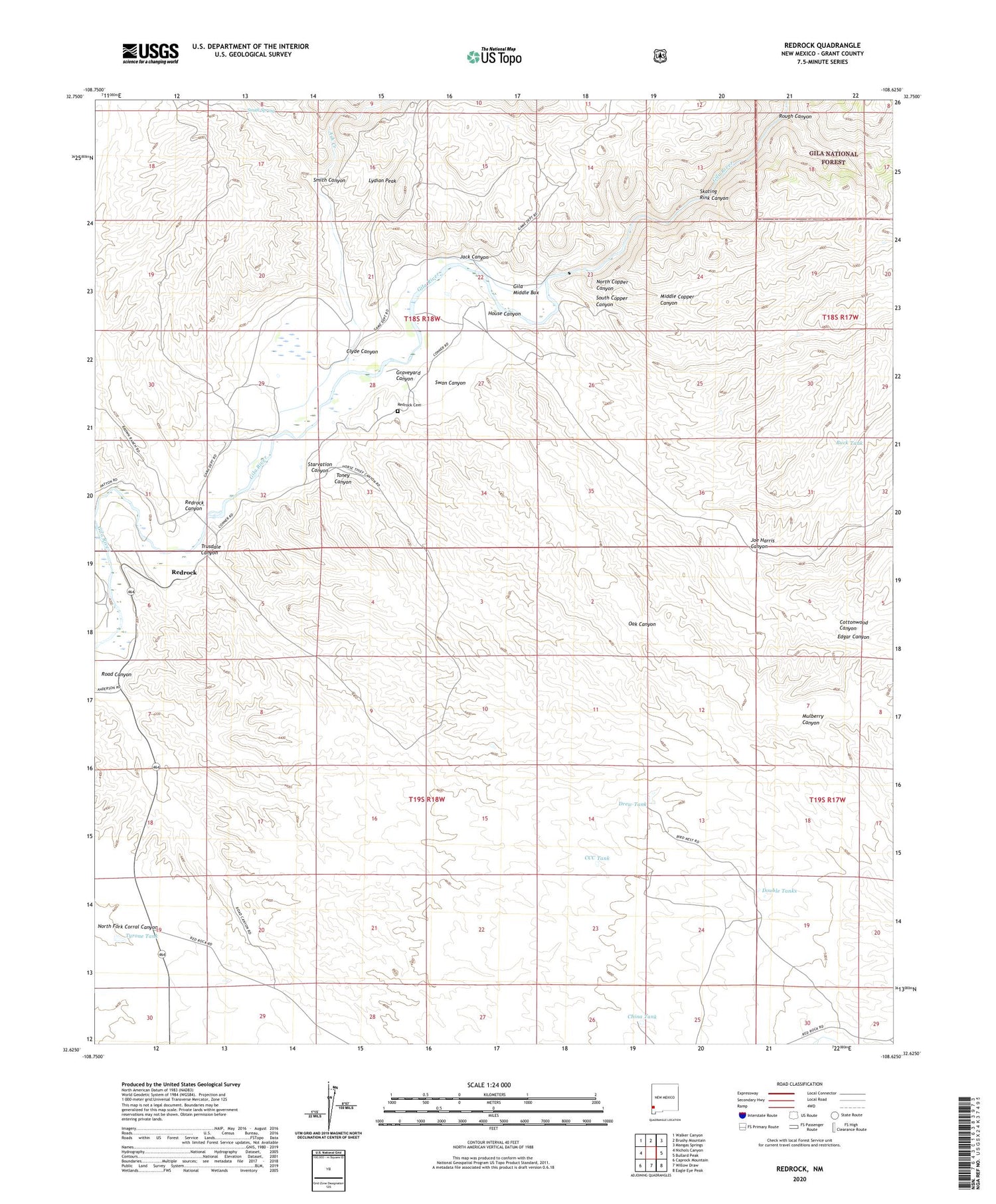 Redrock New Mexico US Topo Map Image