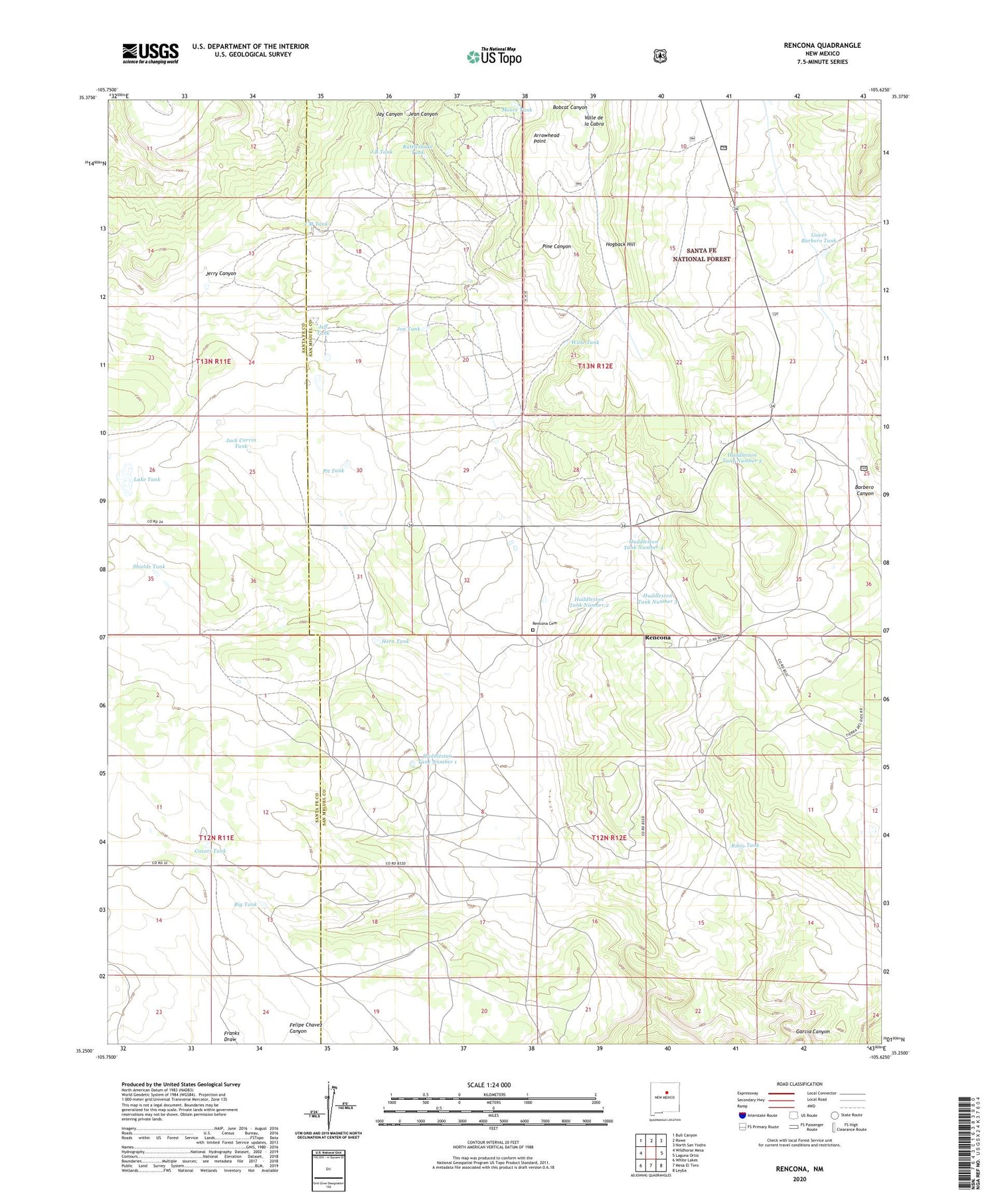 Rencona New Mexico US Topo Map Image