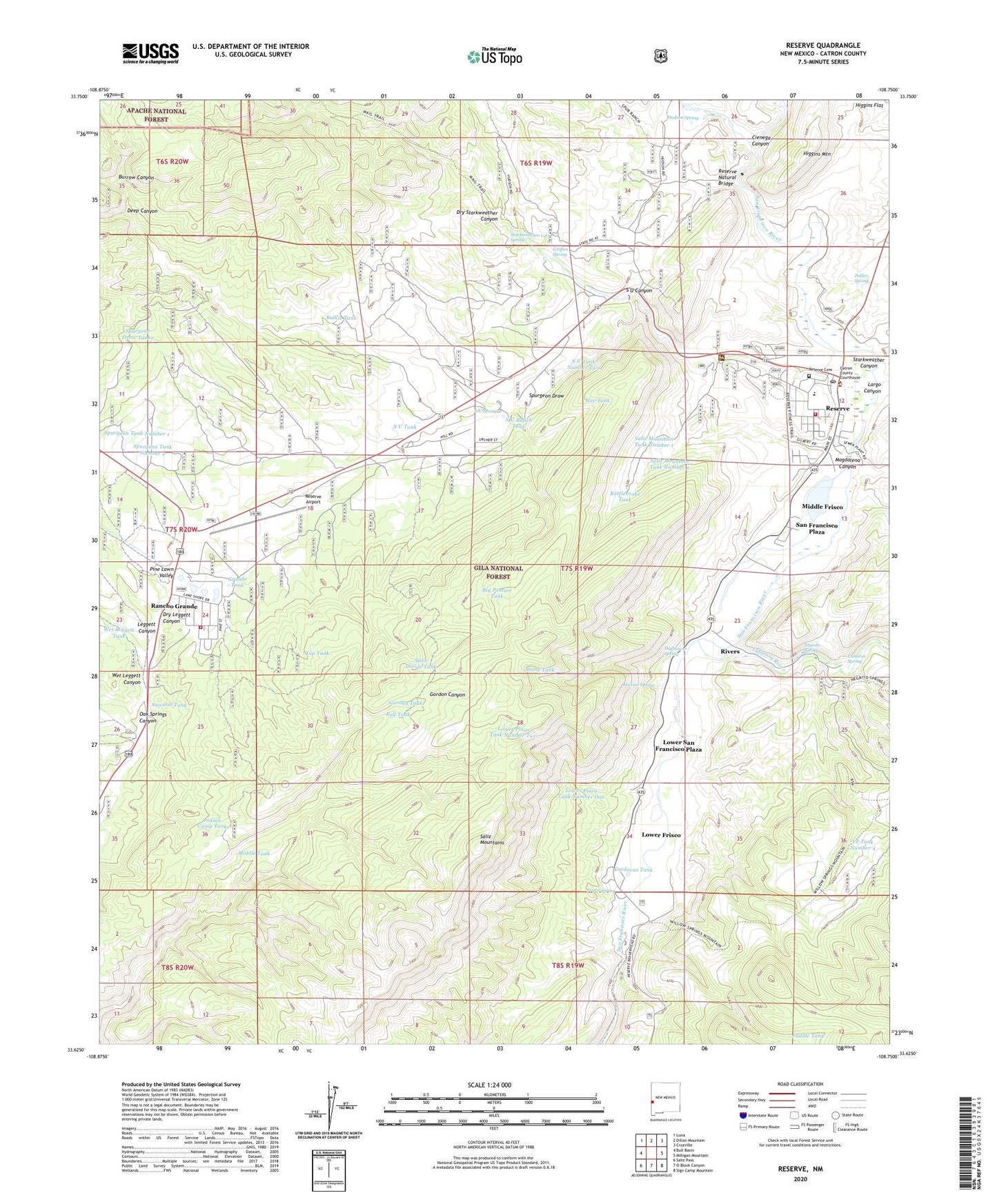 Reserve New Mexico US Topo Map Image